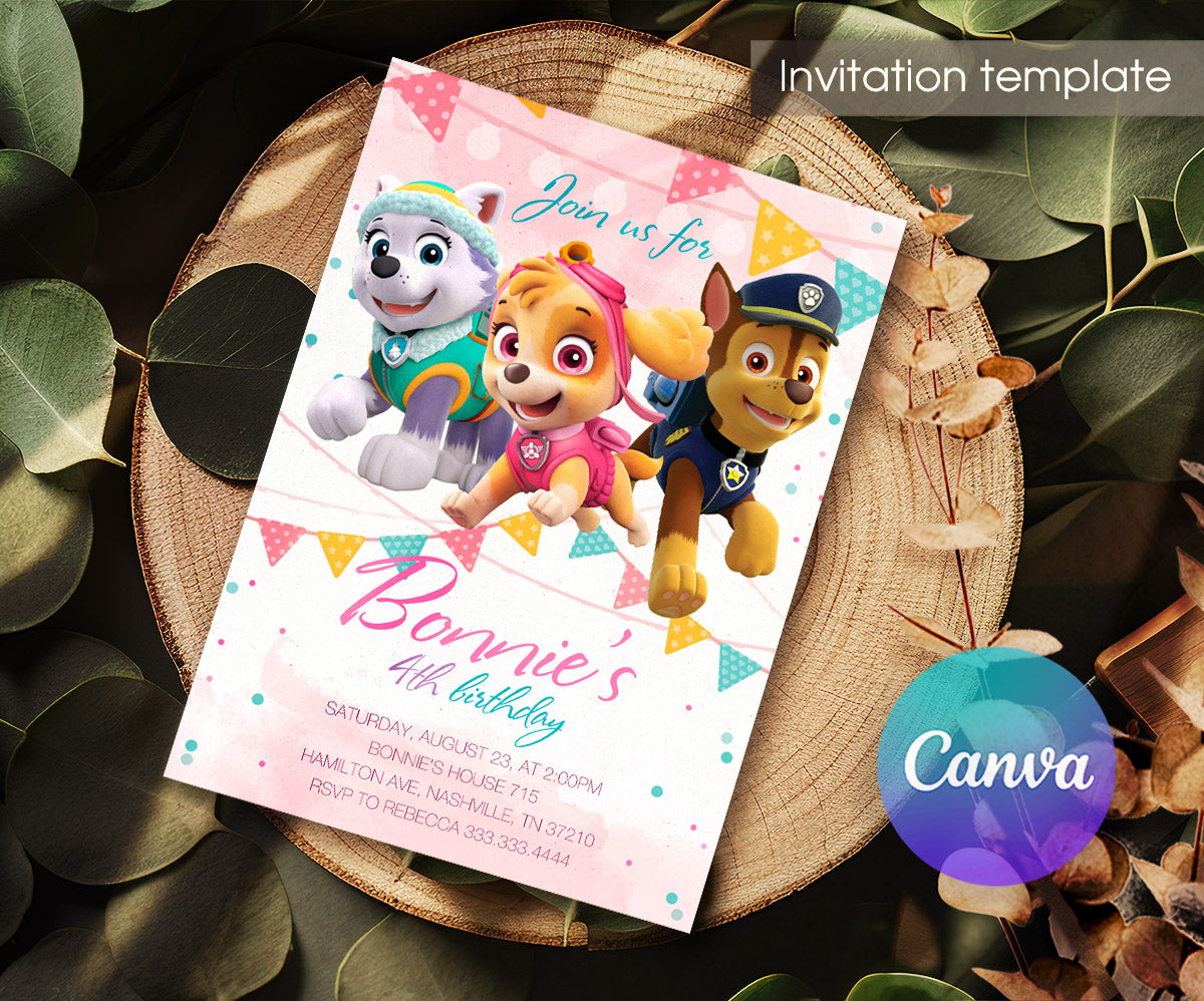 PAW Patrol customizable invitation template | Share or Print | WV997