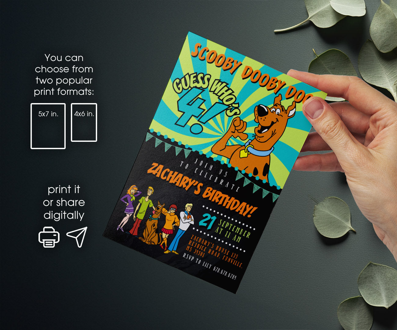 Scooby-Doo customizable invitation template | Share or Print | WH407