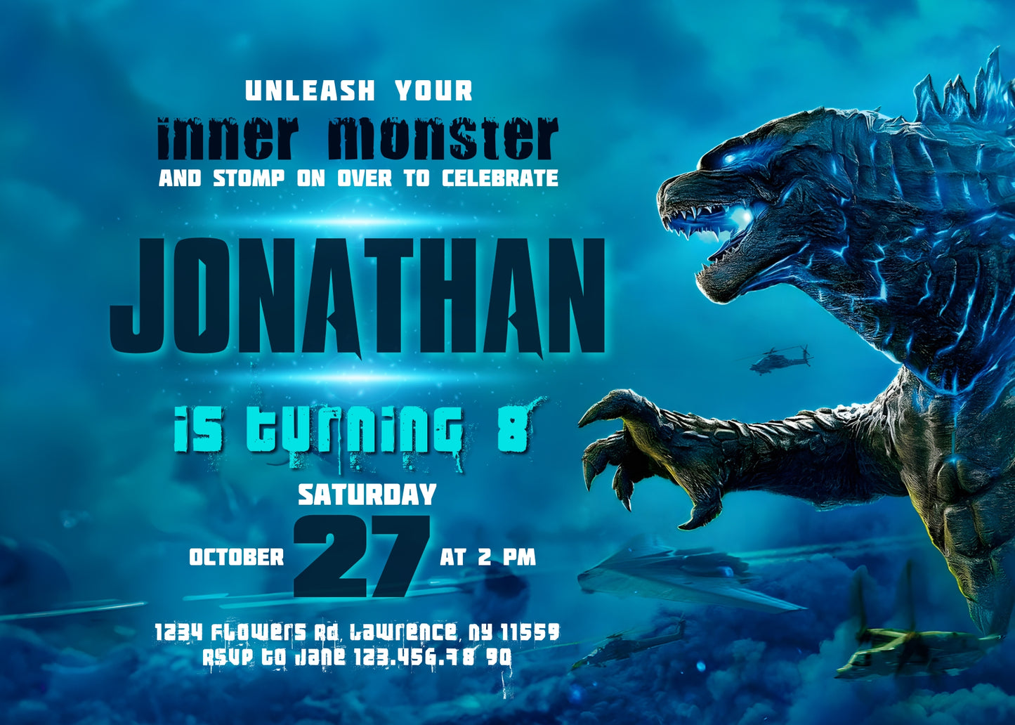 Godzilla and King Kong customizable invitation template | Share or Print | HO960