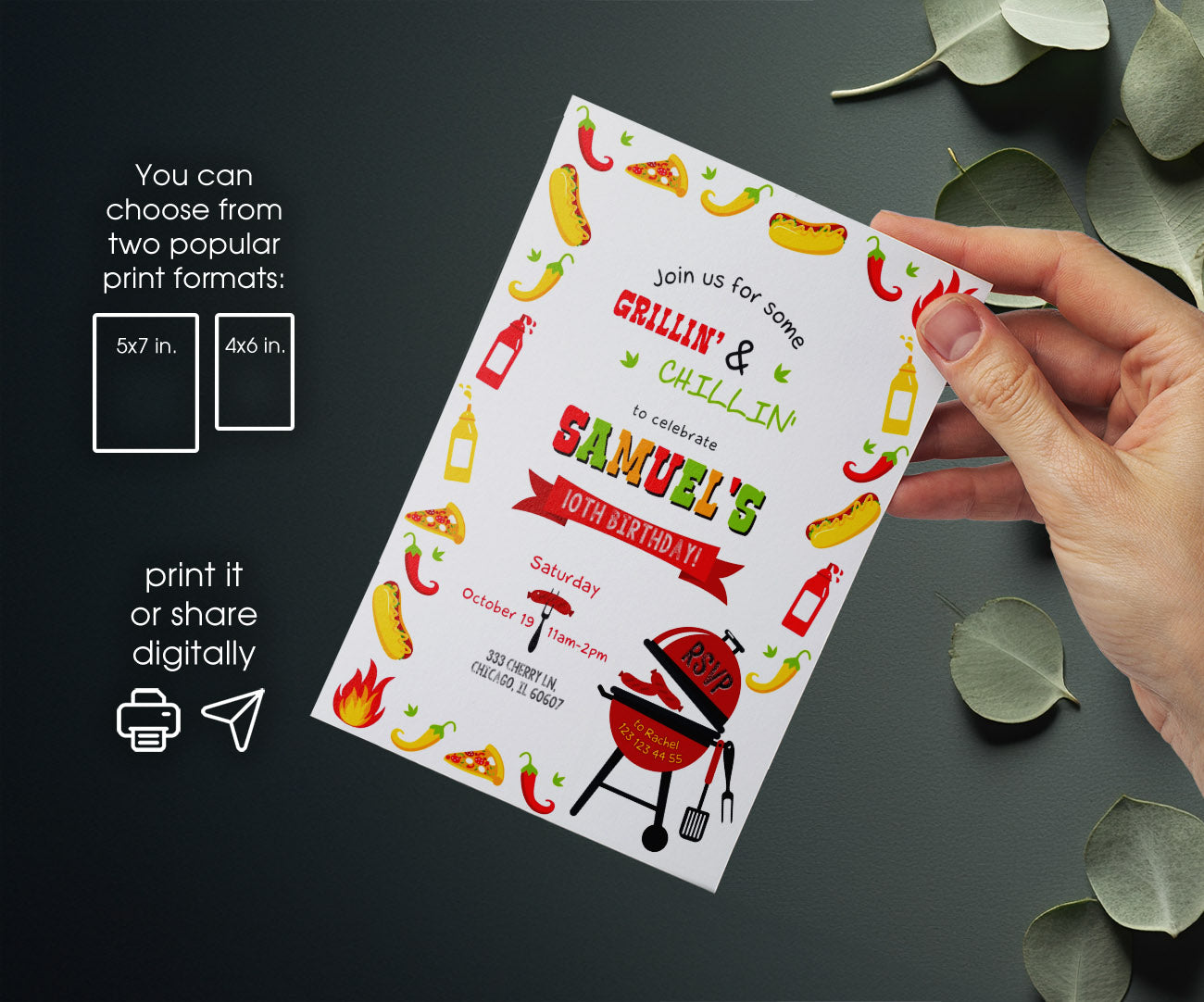 Grill Chill Bbq customizable invitation template | Share or Print | NP954