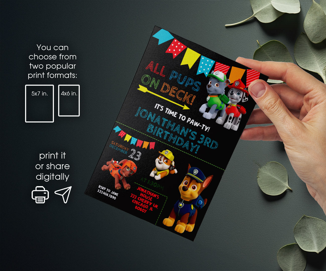 PAW Patrol customizable invitation template | Share or Print | SD572