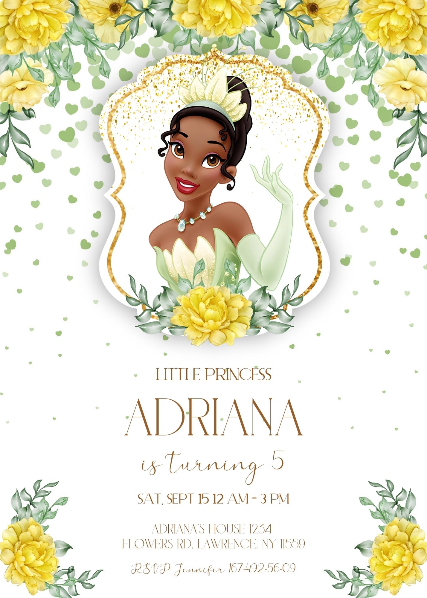 Tiana Frog Princess customizable invitation template | Share or Print | girl | KV463