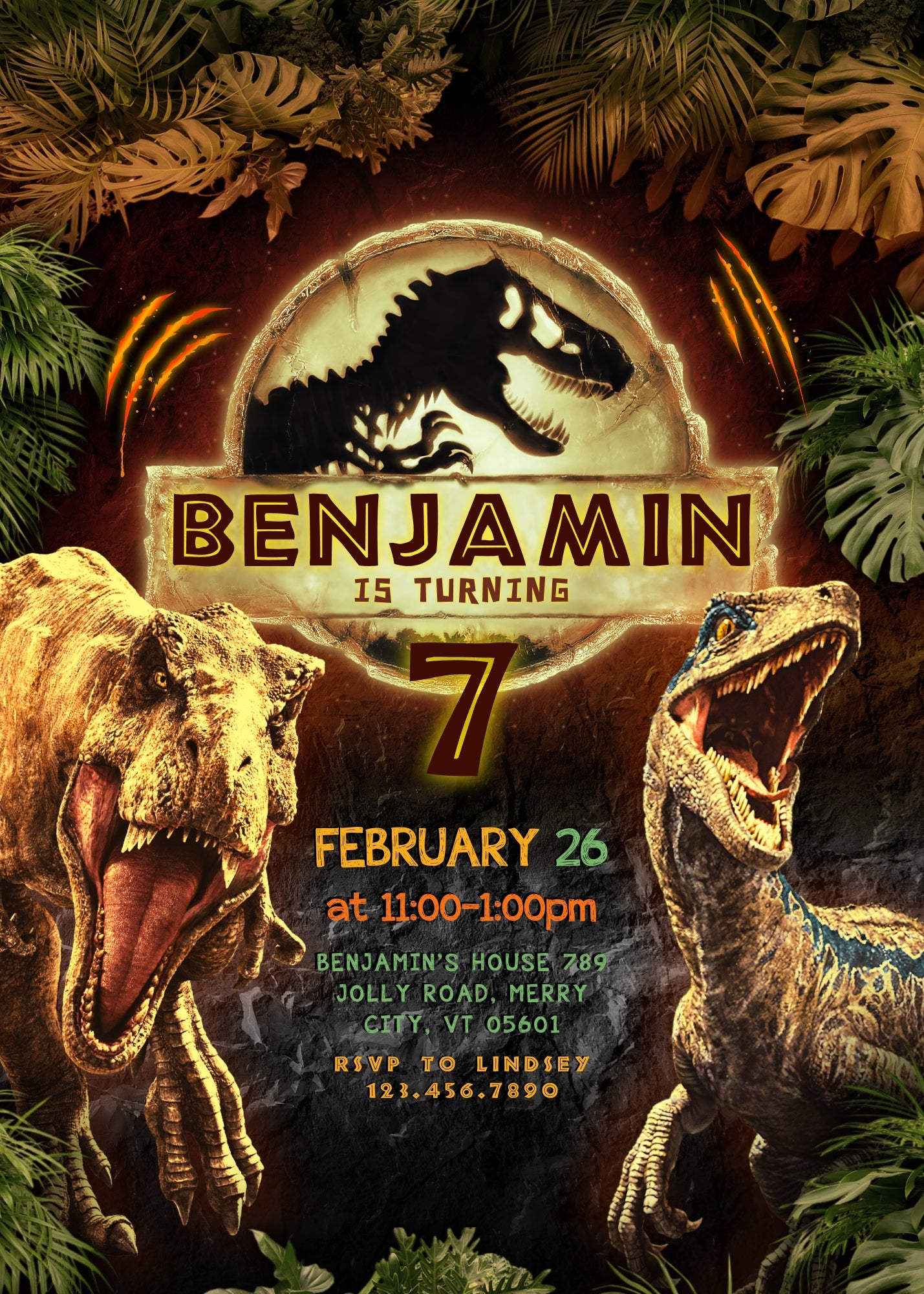 Jurassic World Dinosaur customizable invitation template | Share or Print | SY829