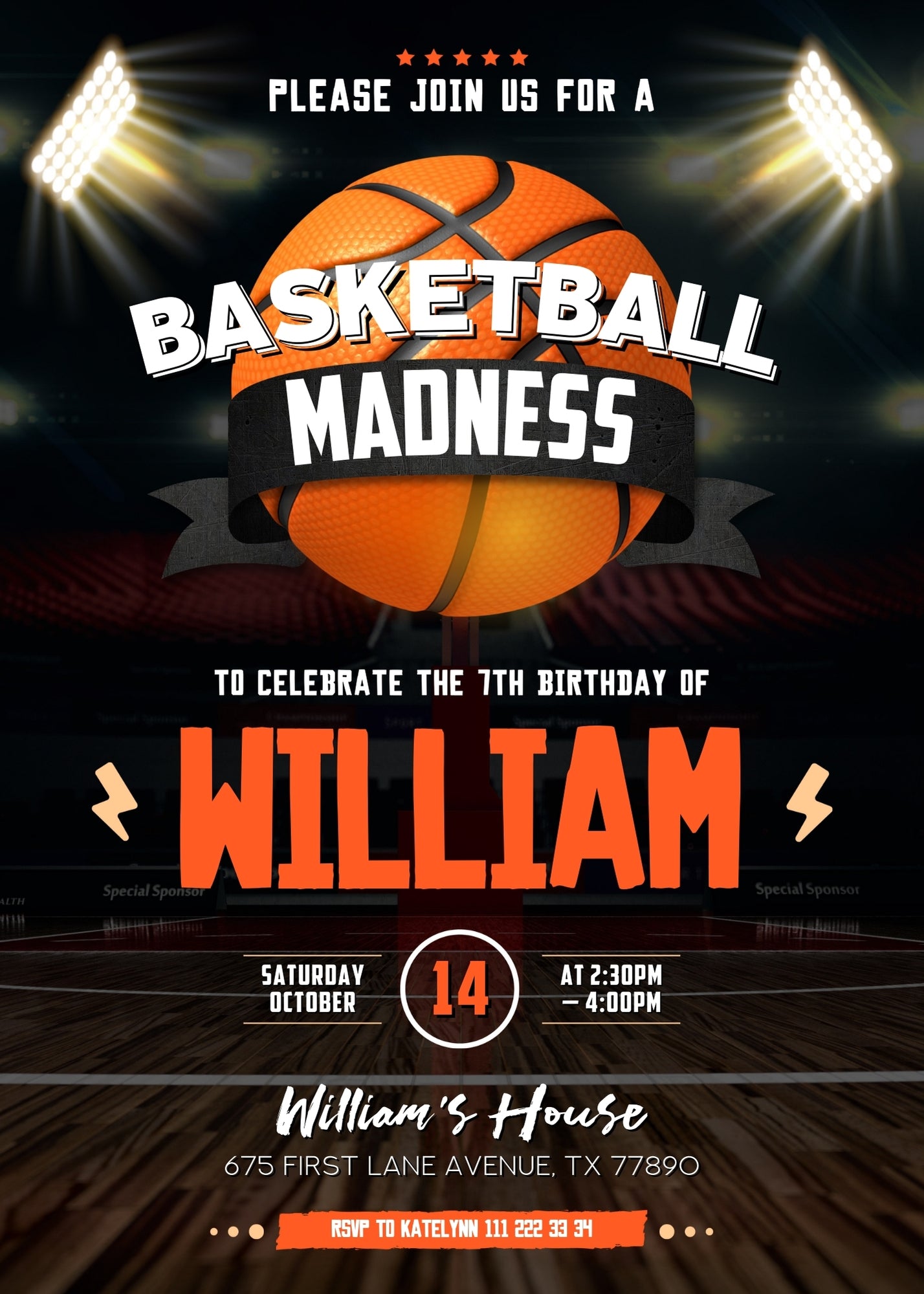 Basketball NBA Slam Dunk customizable invitation template | Share or Print | boy | TH344
