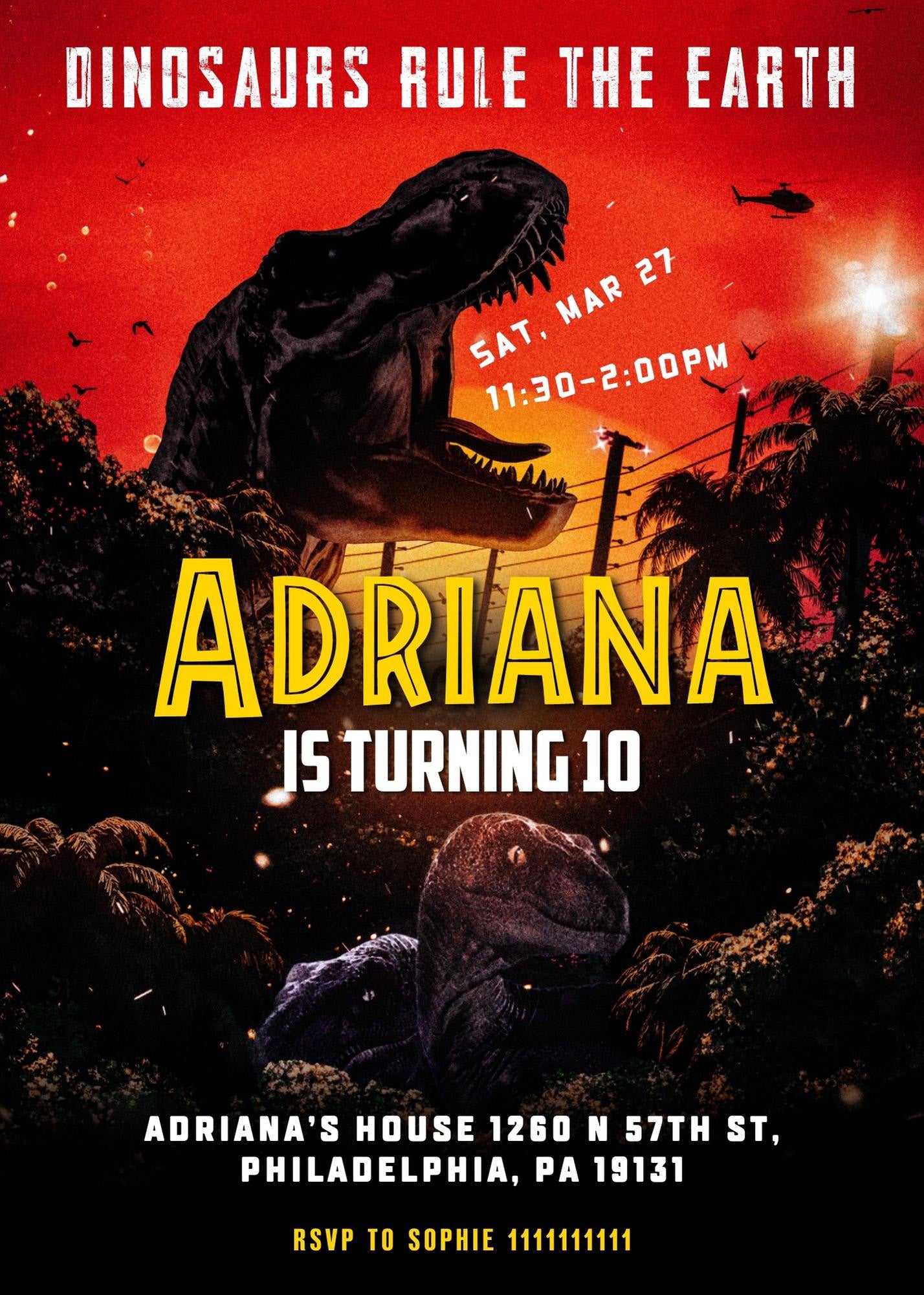 Jurassic World Dinosaur customizable invitation template | Share or Print | HM042