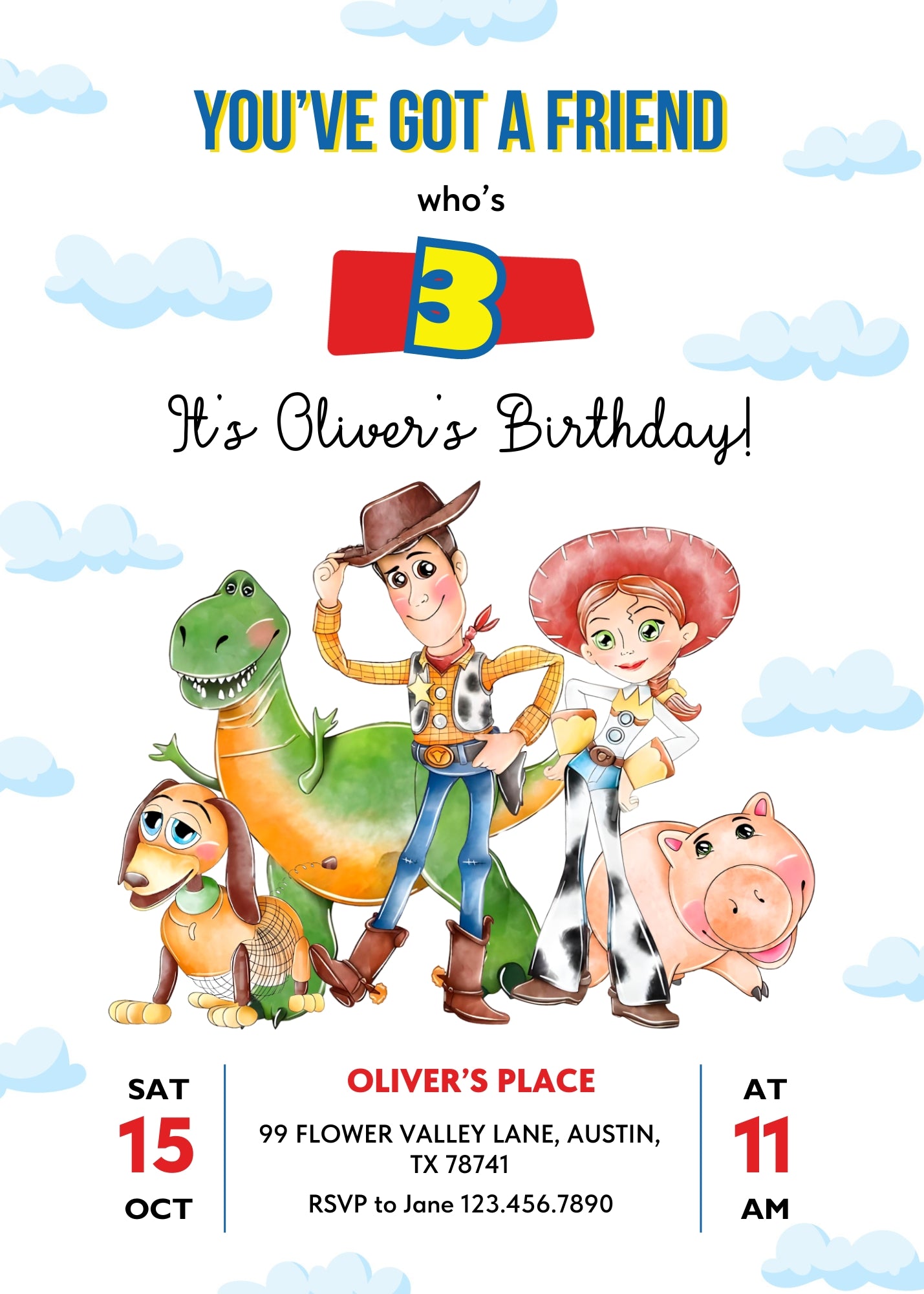 Toy Story Woody customizable invitation template | Share or Print | OH836