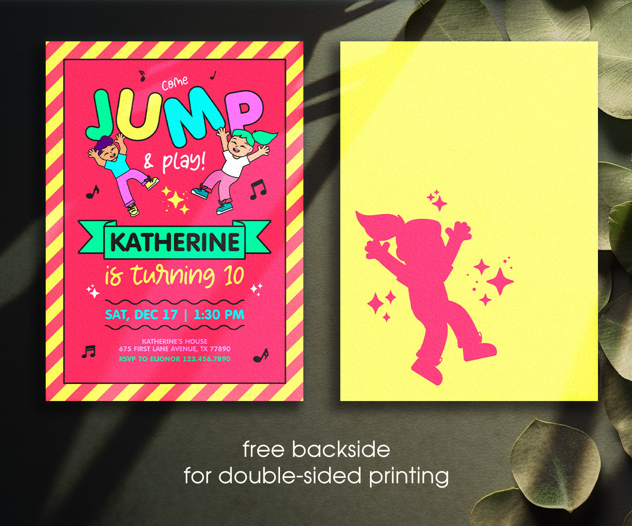 Trampoline Jump Party customizable invitation template | Share or Print | DT881