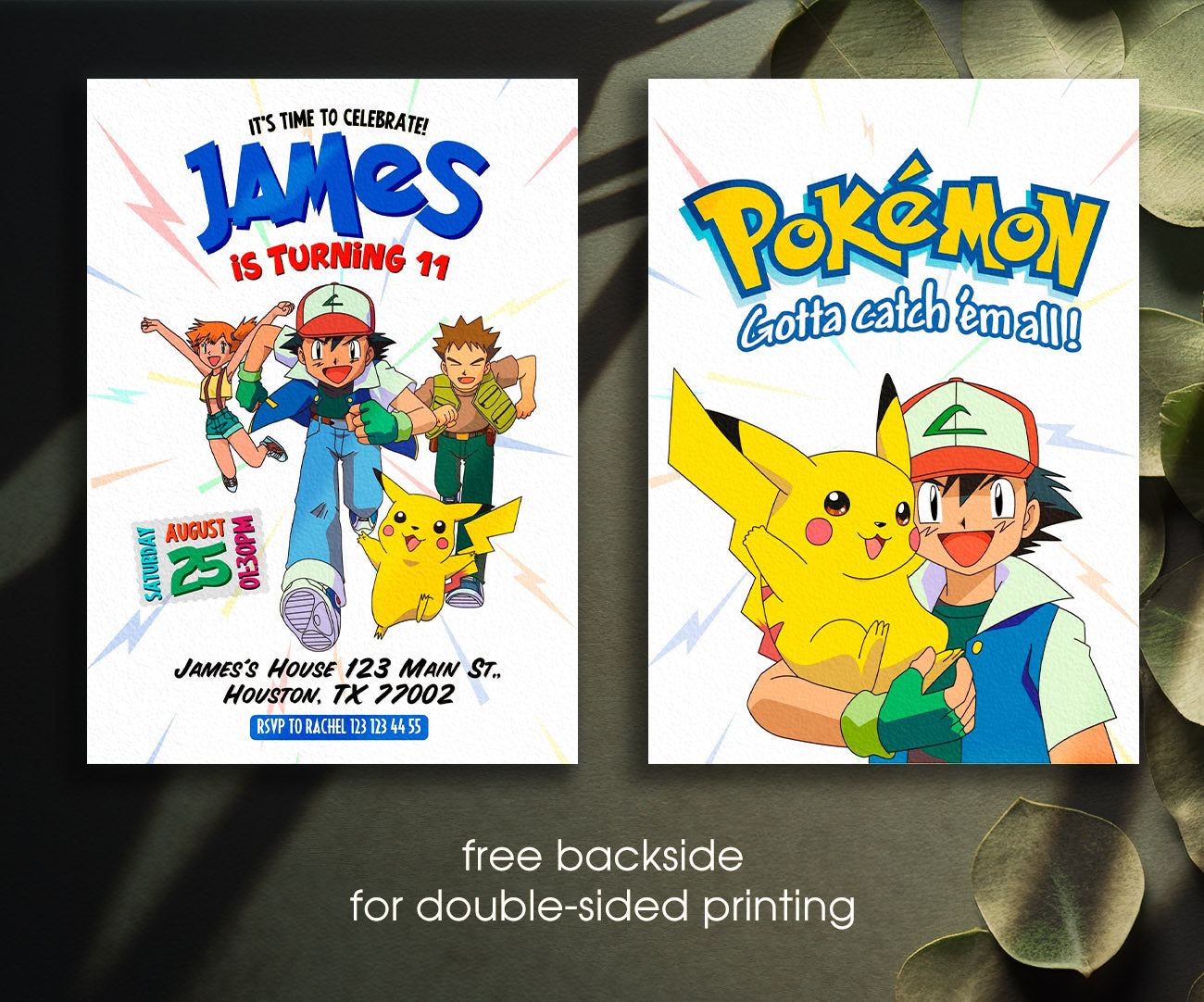 Pokemon Pikachu customizable invitation template | Share or Print | TD587