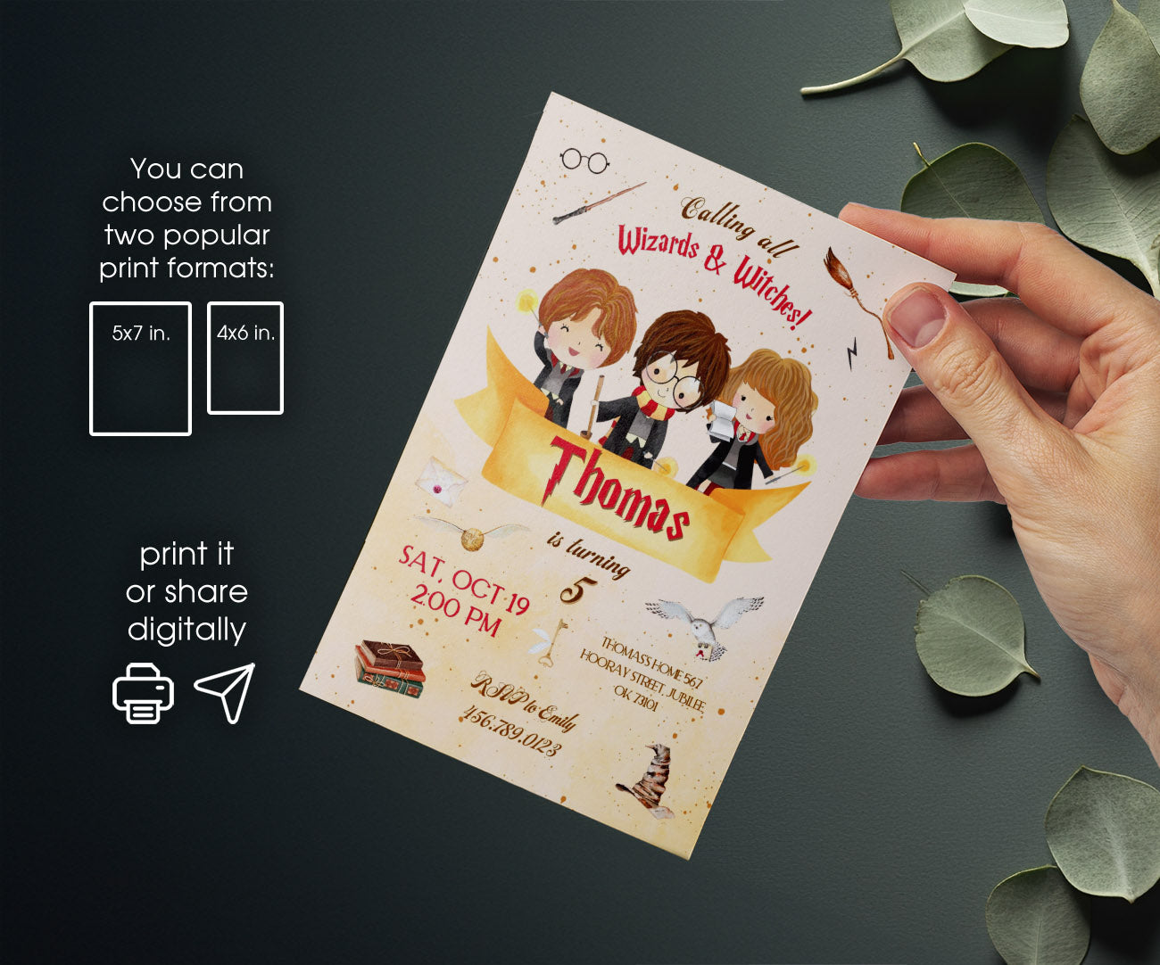 Harry Potter customizable invitation template | Share or Print | JI589