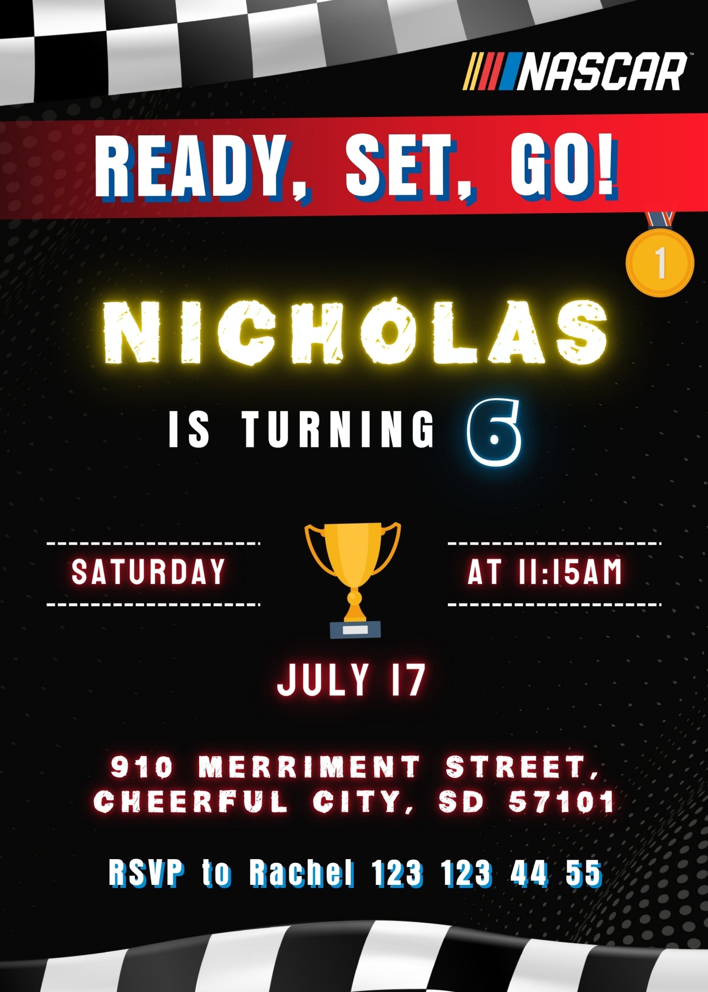 Nascar Ricky Bobby customizable invitation template | Share or Print | boy | KT676