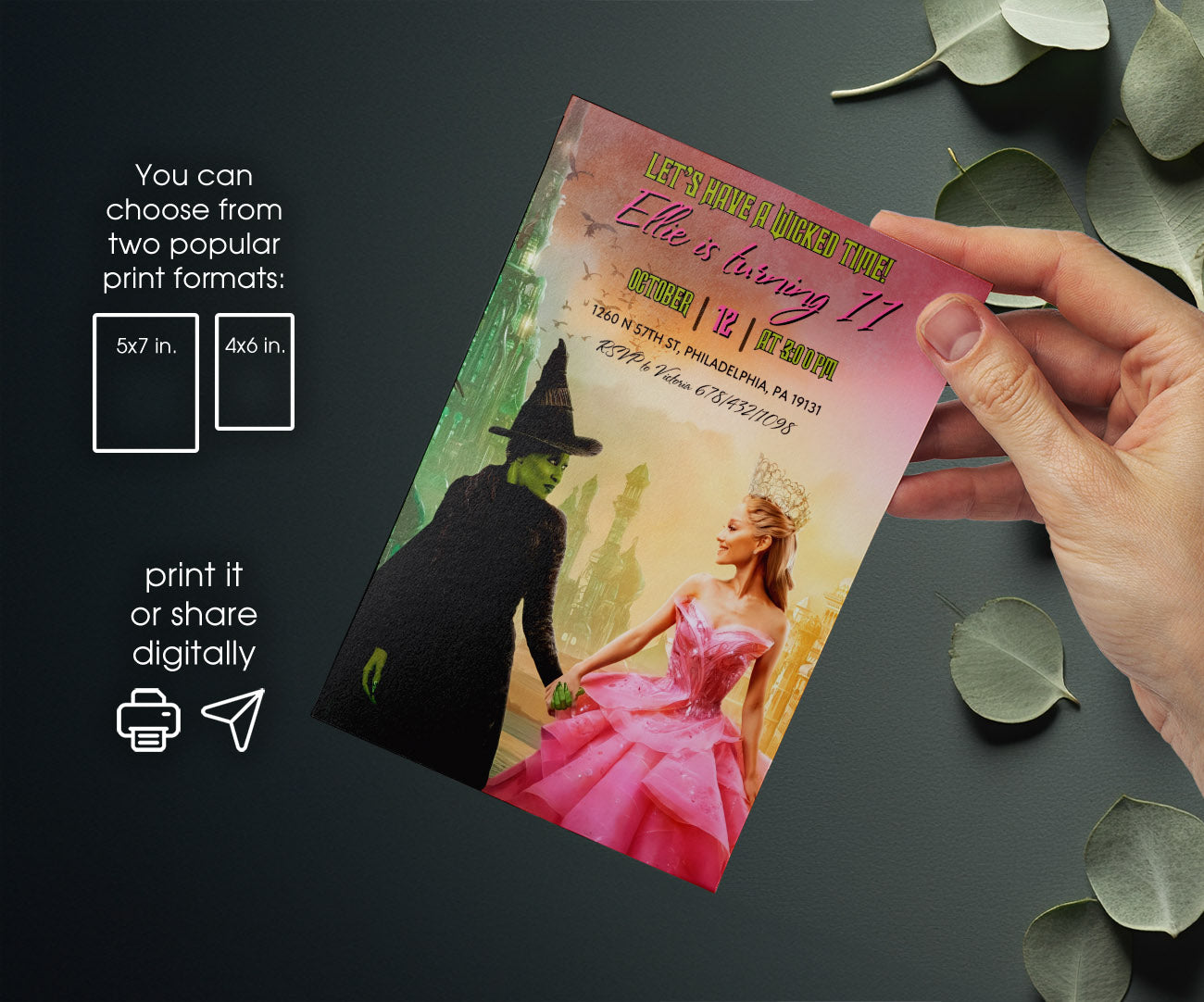 Wicked Musical Movie customizable invitation template | Share or Print | KJ652