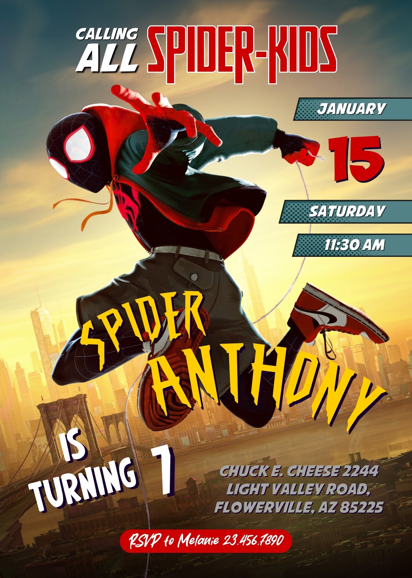 Spider Man Across the Spider-Verse customizable invitation template | Share or Print | boy | FM589