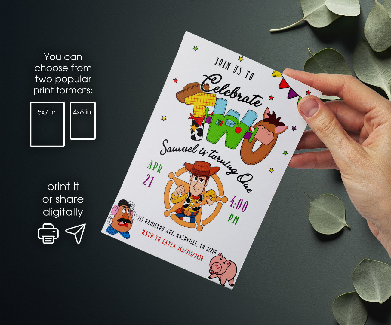 Toy Story Woody customizable invitation template | Share or Print | NM207