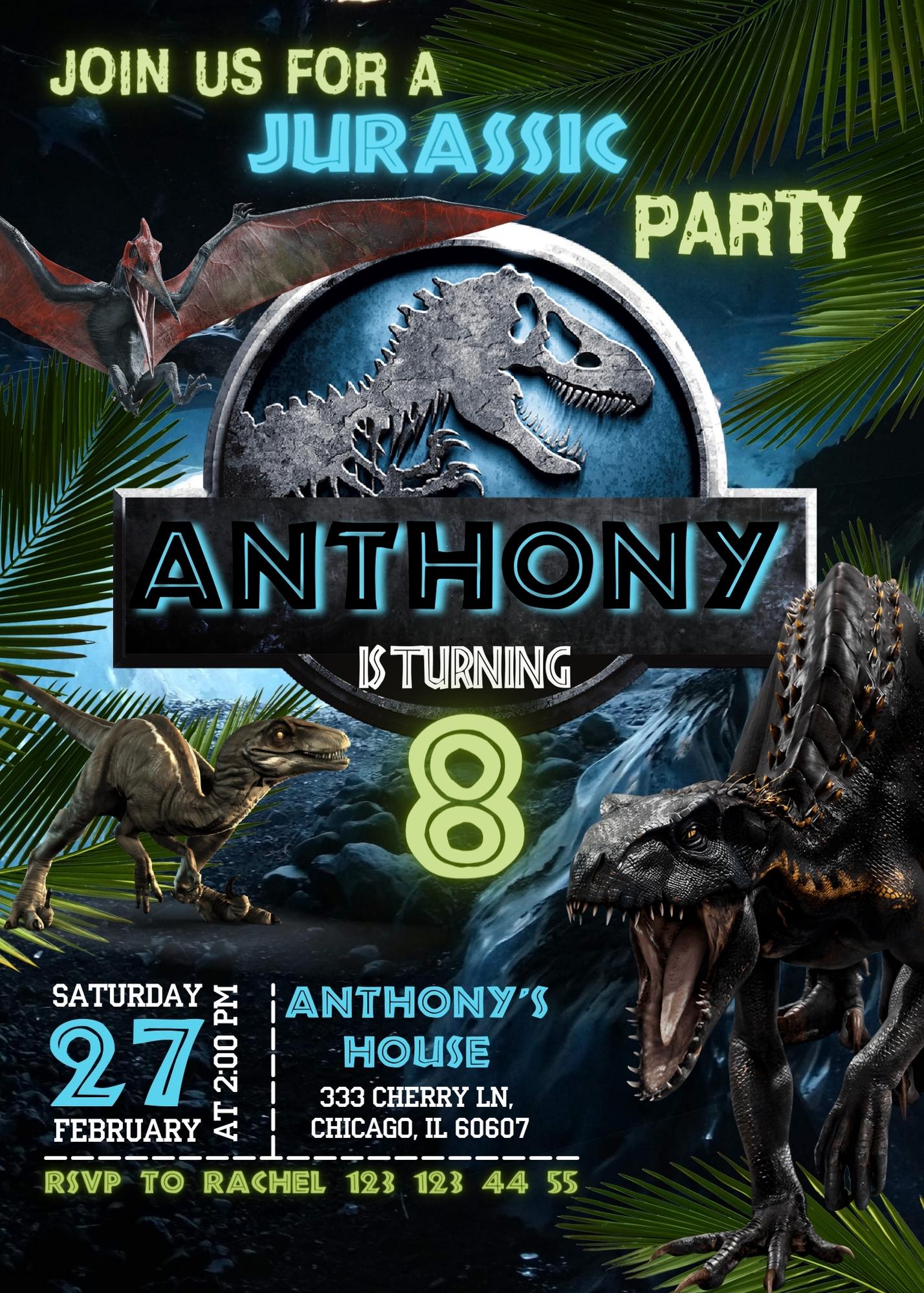 Jurassic Park Dinosaur customizable invitation template | Share or Print | FO430