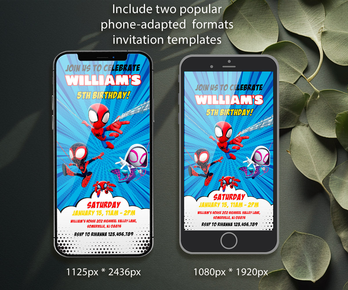 Spidey and His Amazing Friends customizable invitation template | Share or Print | boy | AY051