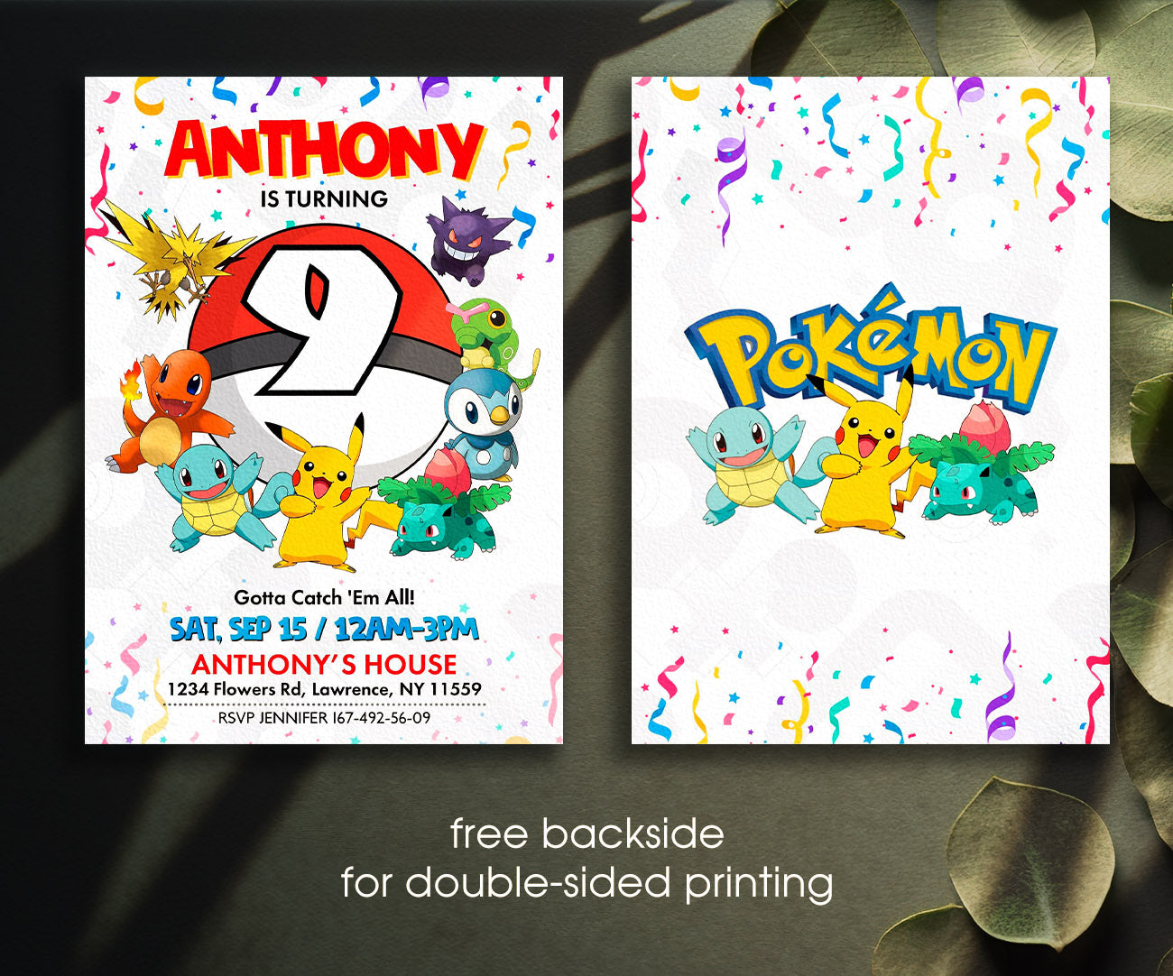 Pokemon Pikachu customizable invitation template | Share or Print | LS480