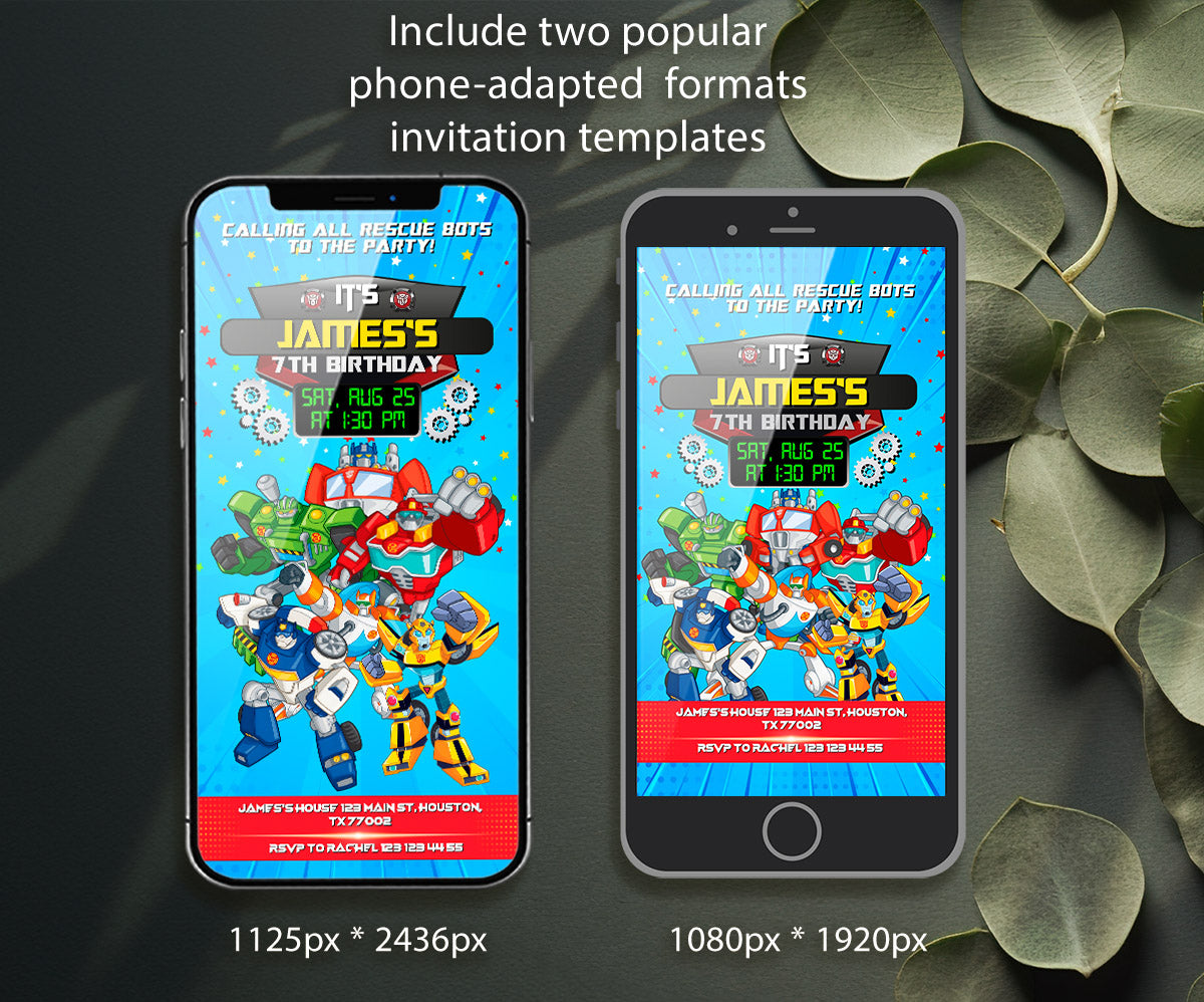 Transformers Rescue Bots customizable invitation template | Share or Print | boy | MF664