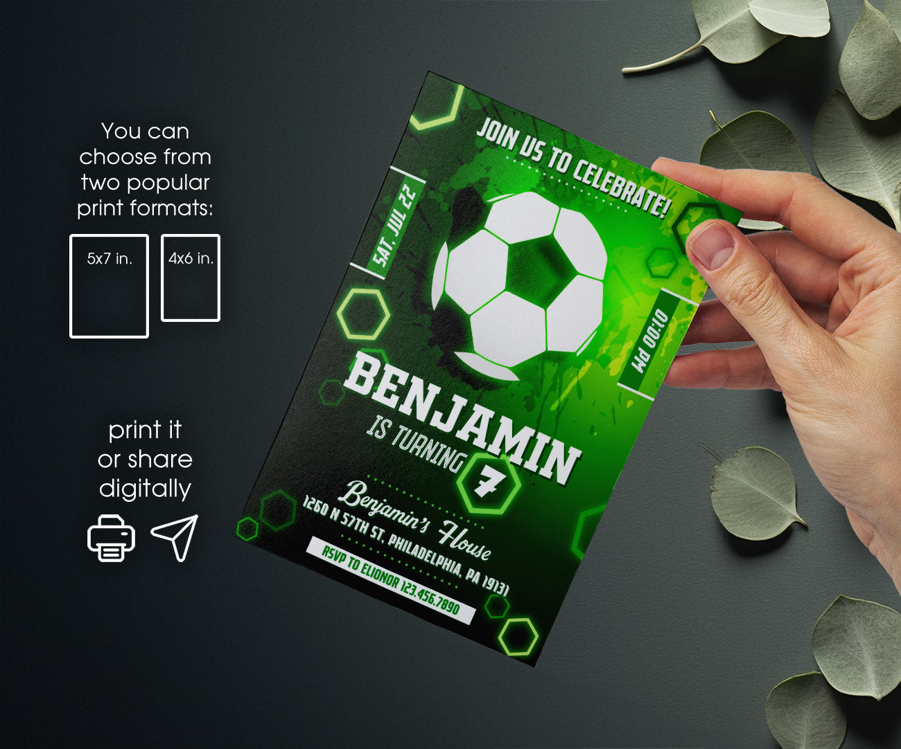 Soccer Champion League FC customizable invitation template | Share or Print | boy | FE459
