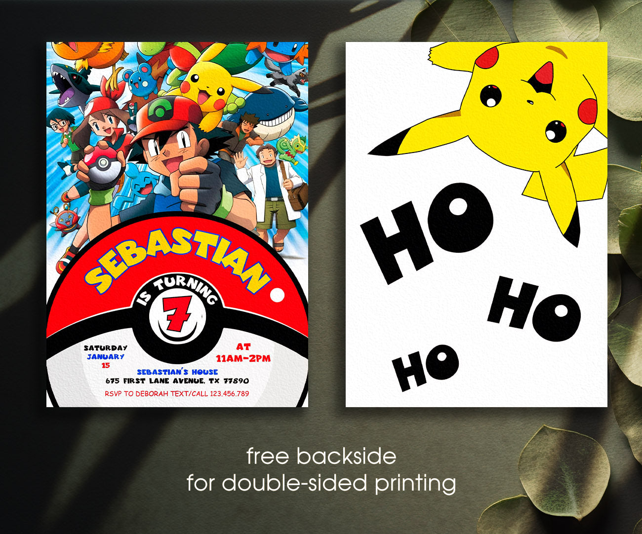 Pokemon Pikachu customizable invitation template | Share or Print | YK064