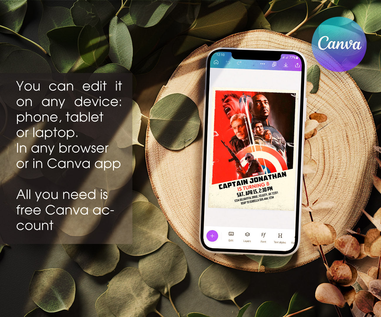 Captain America: Brave New World, Red Hulk customizable invitation template | Share or Print | boy | HG680