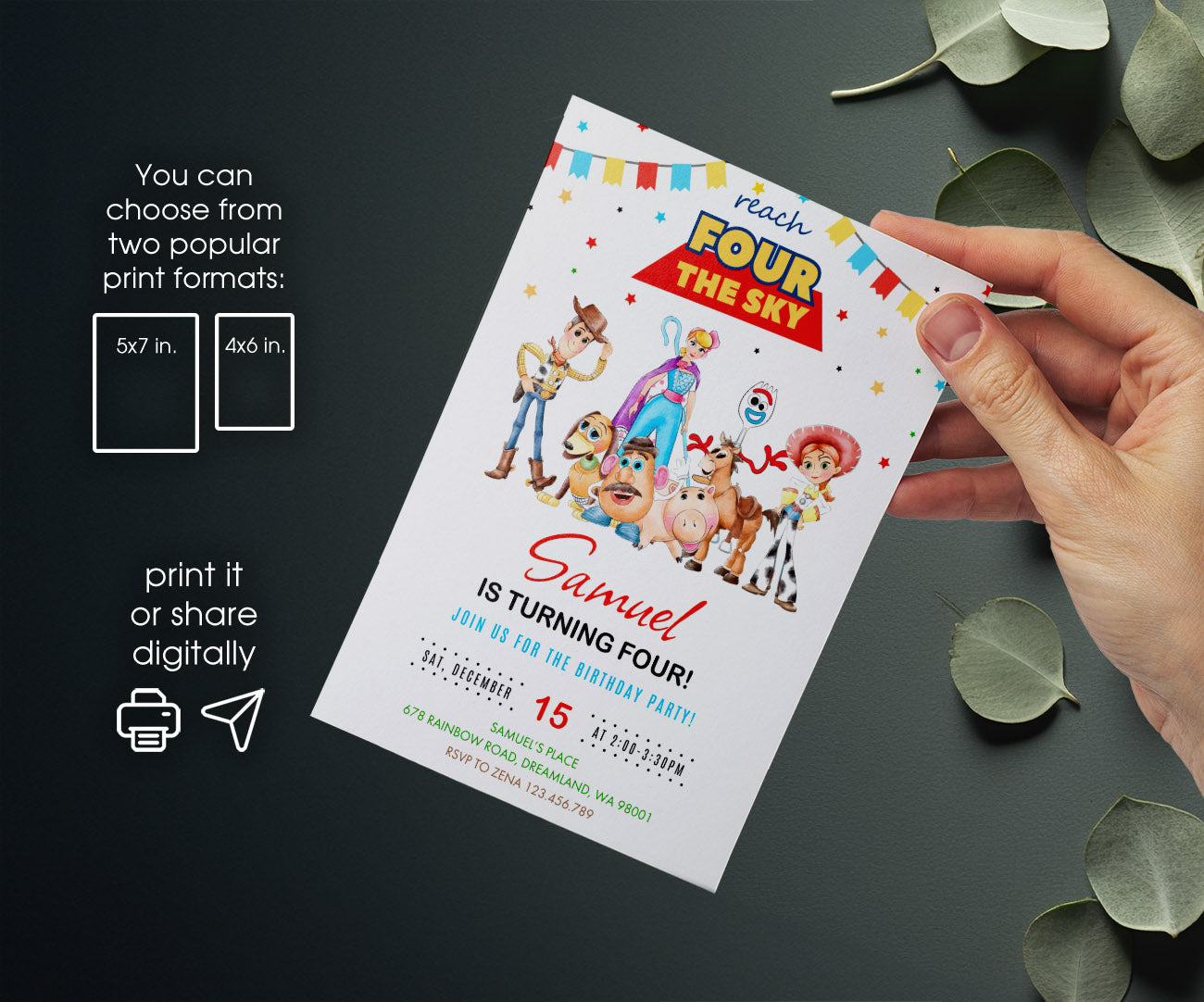 Toy Story Woody customizable invitation template | Share or Print | MA043