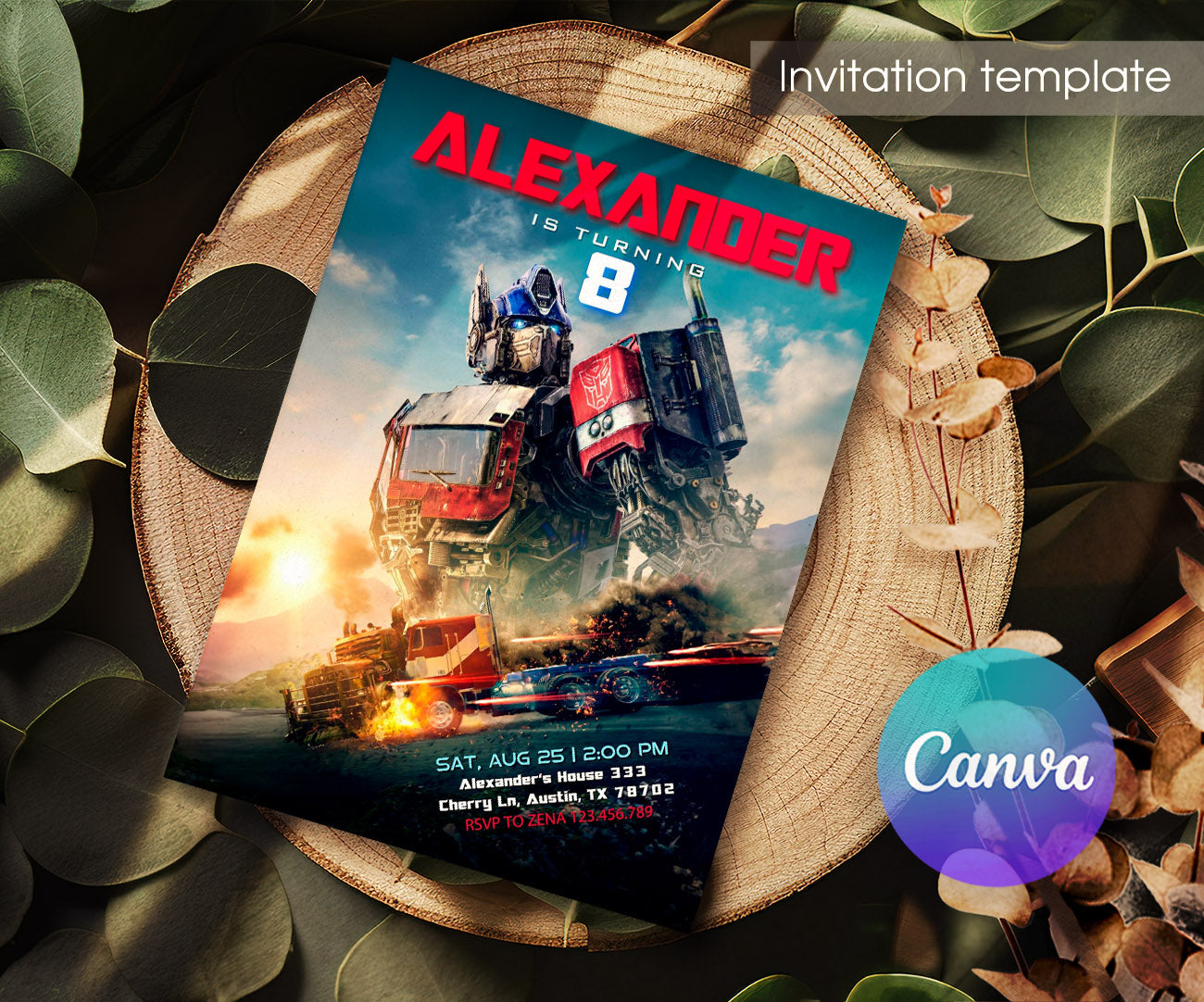 Transformers Rescue Bots customizable invitation template | Share or Print | boy | VB832