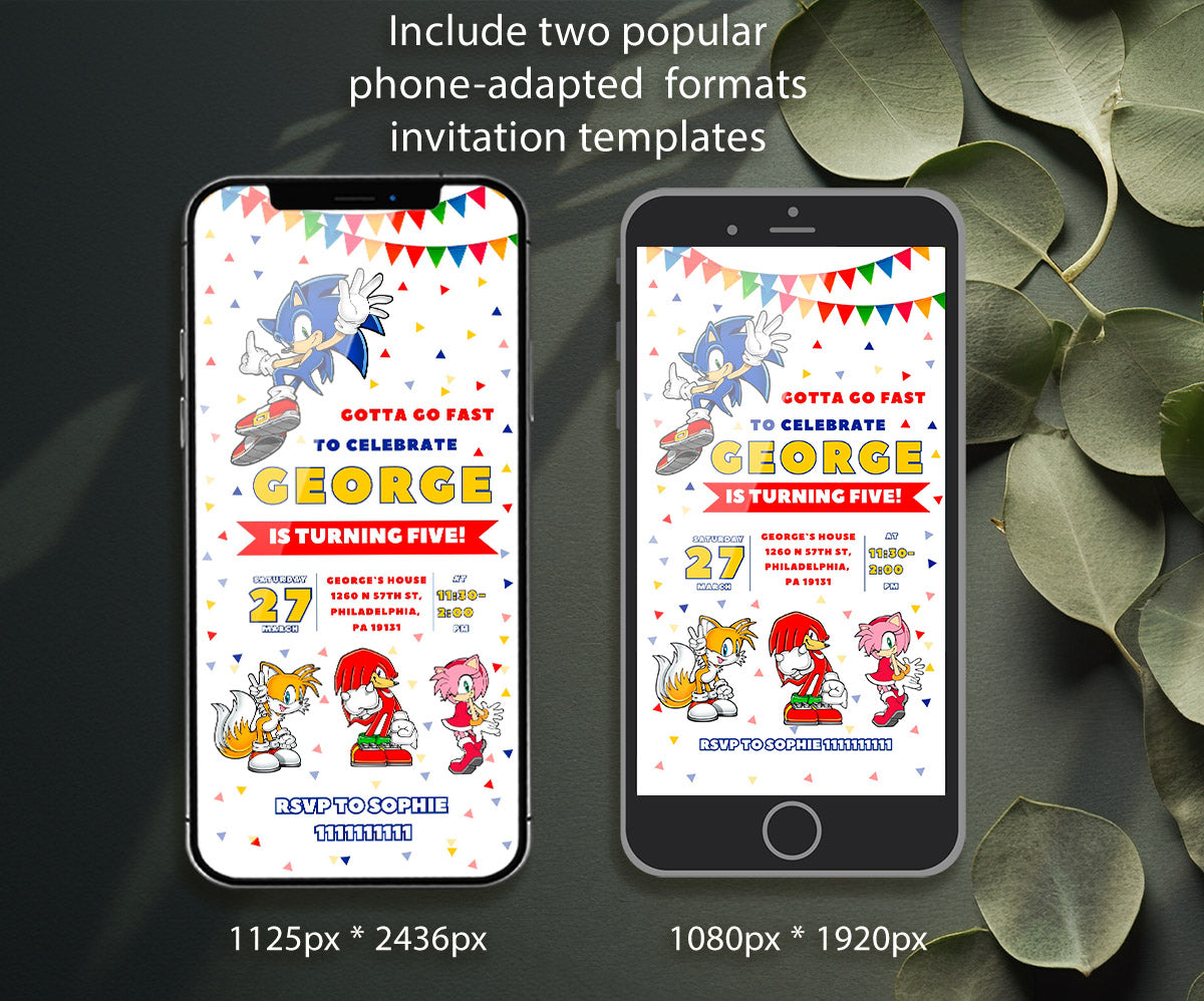 Sonic the Hedgehog customizable invitation template | Share or Print | EI924