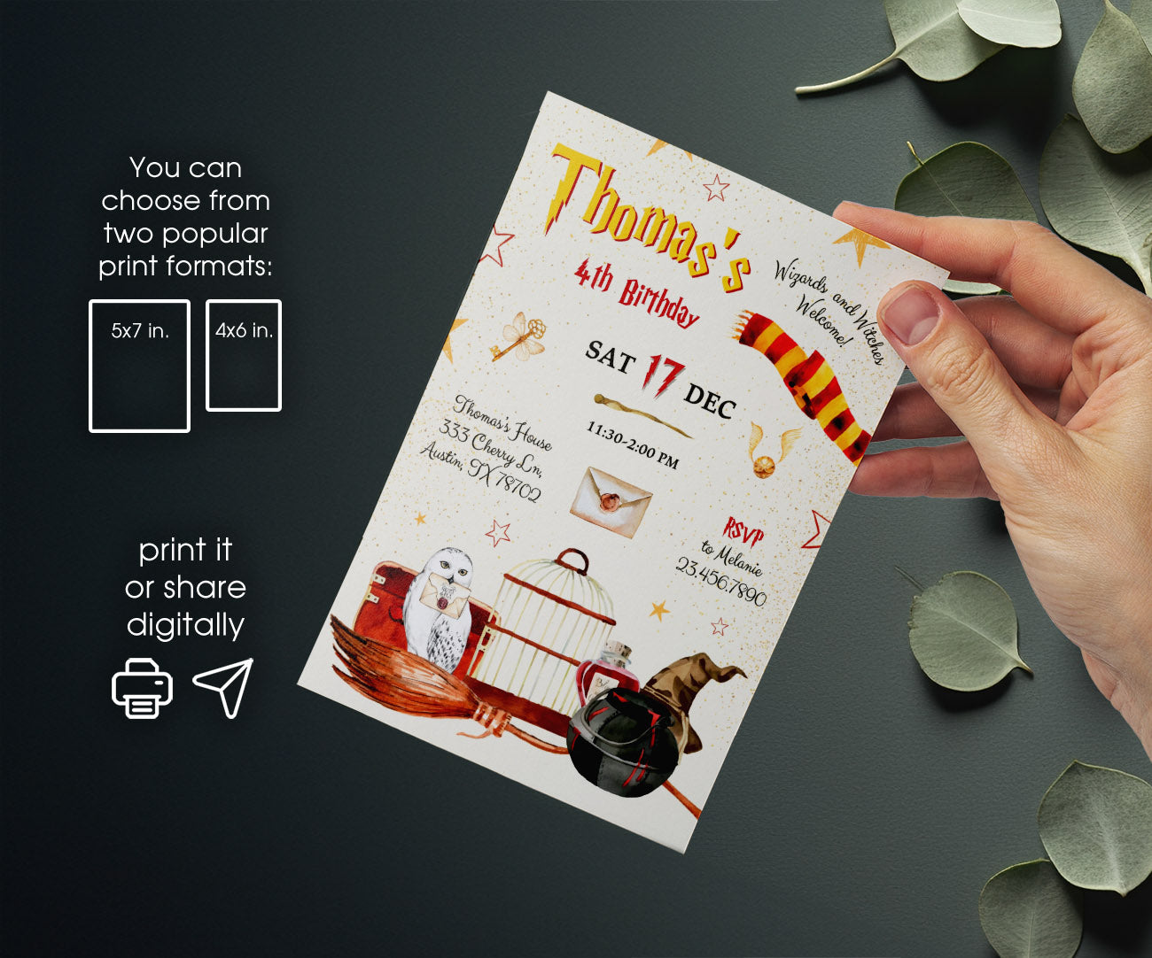 Harry Potter customizable invitation template | Share or Print | DR093