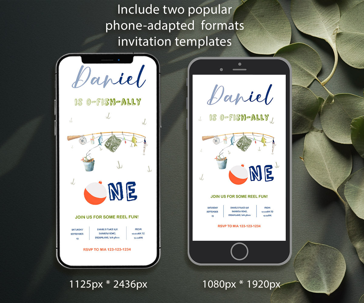 Fishing 1st O-Fish-Ally customizable invitation template | Share or Print | PK084