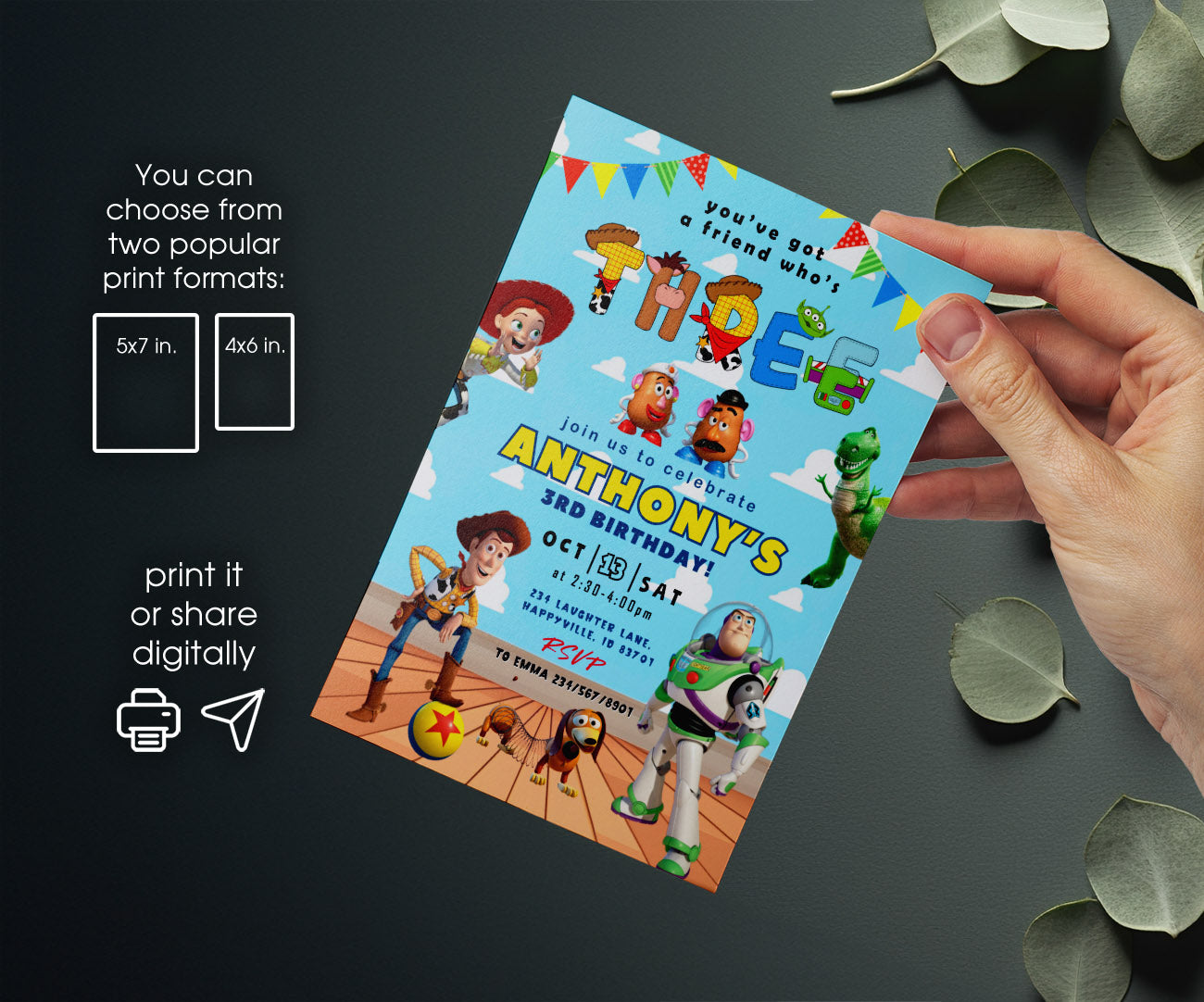 Toy Story Woody customizable invitation template | Share or Print | CB810
