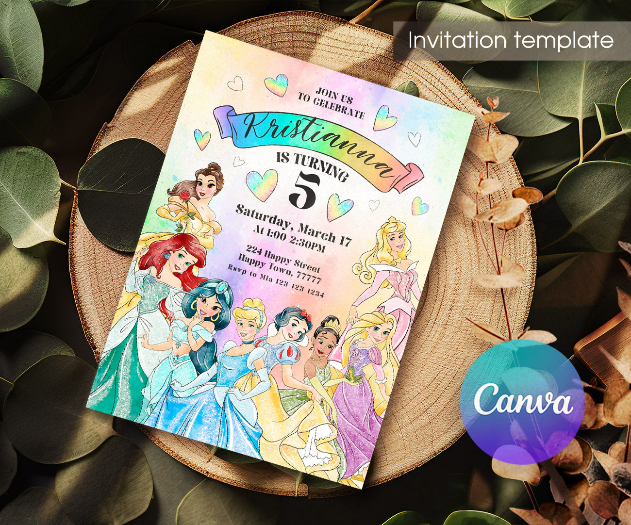 Disney Princess customizable invitation template | Share or Print | girl | IT427