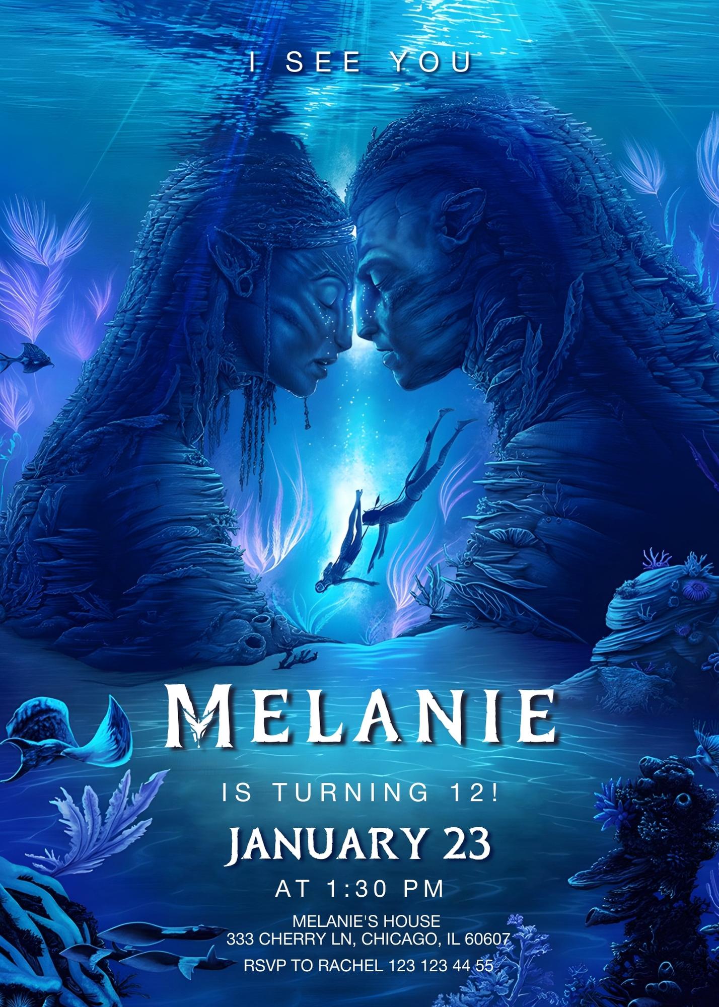 Avatar The Way of Water customizable invitation template | Share or Print | SX574