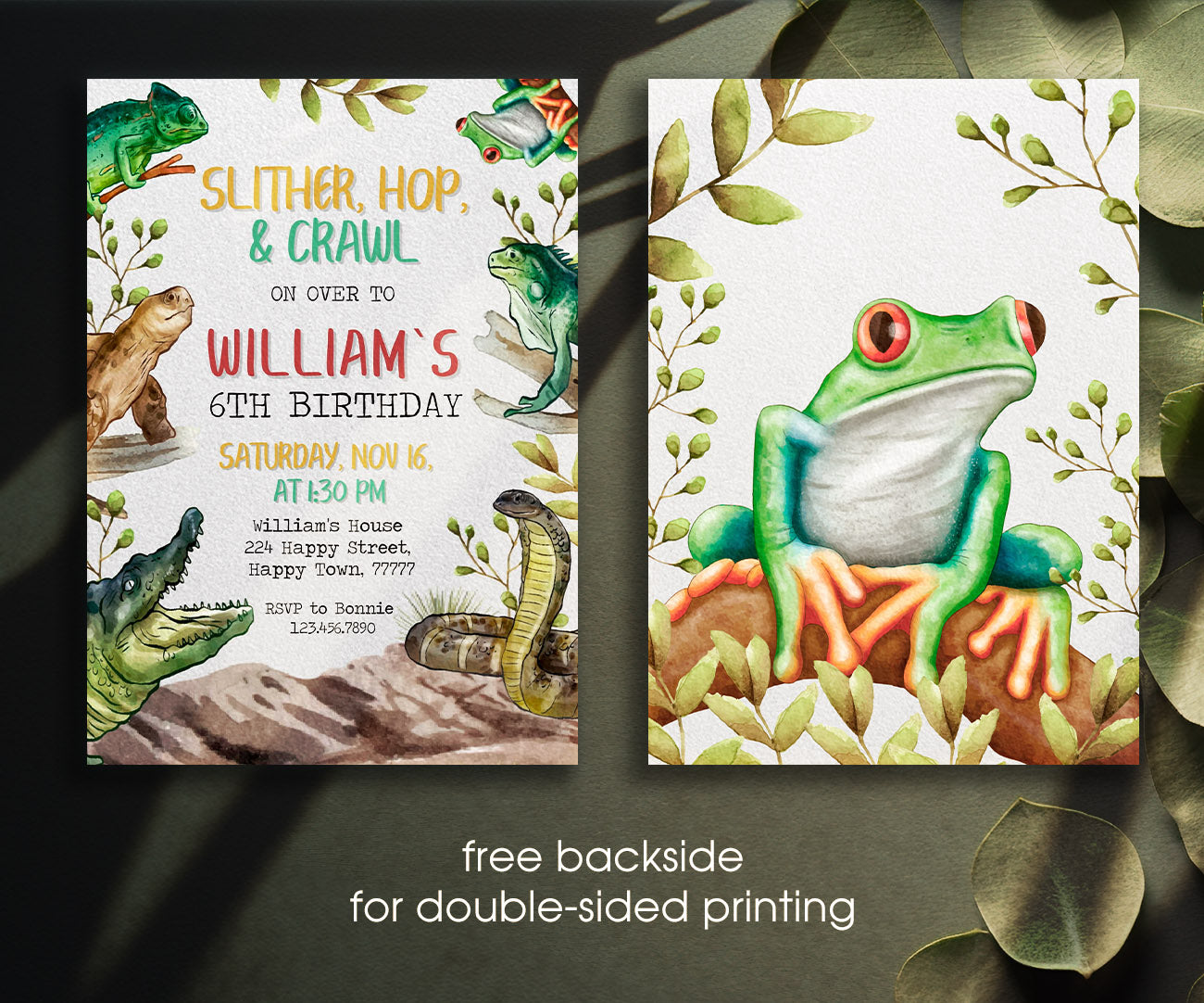 Reptile Lizard Snake customizable invitation template | Share or Print | AM982
