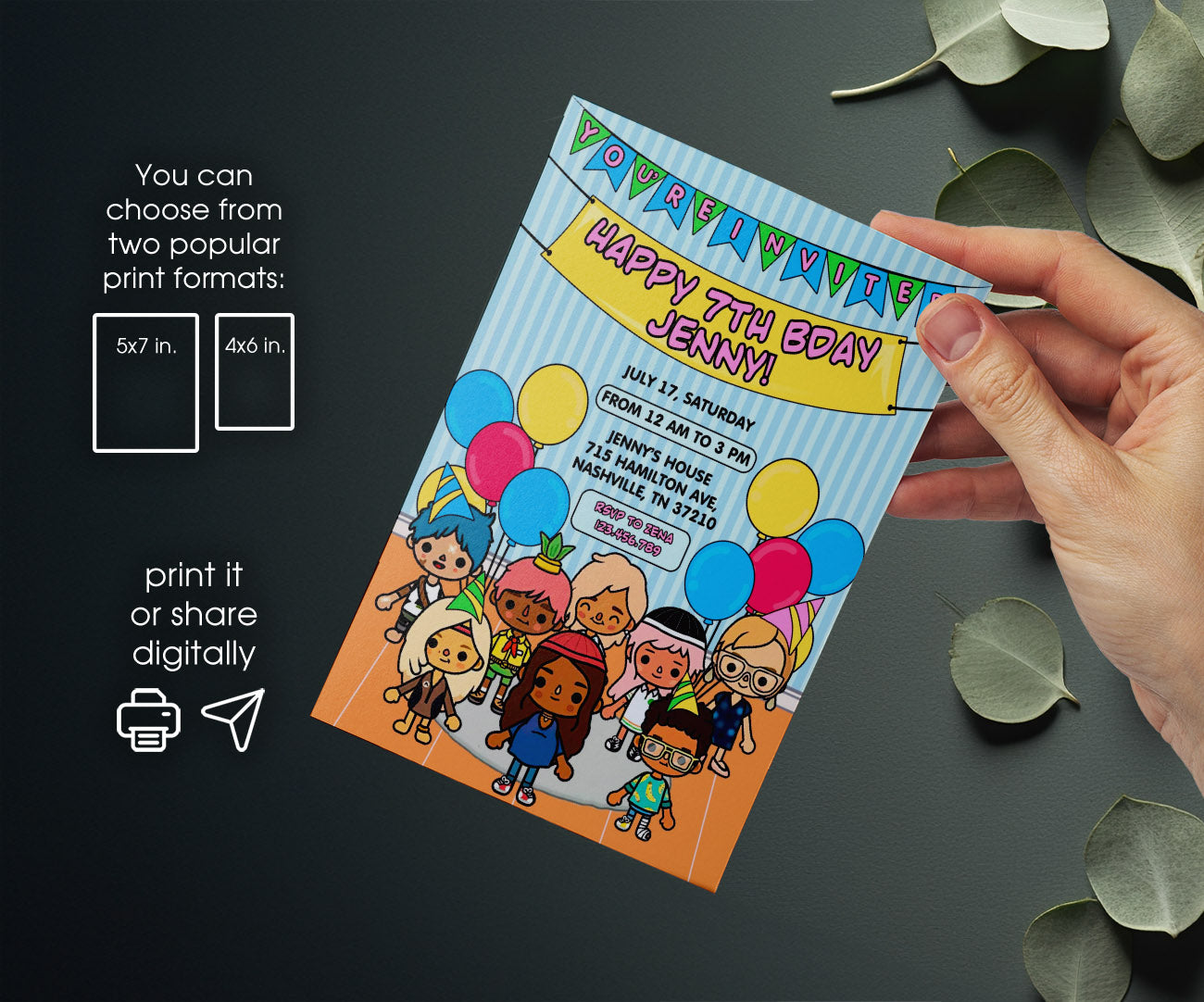 Toca Boca World Gamer customizable invitation template | Share or Print | AT504