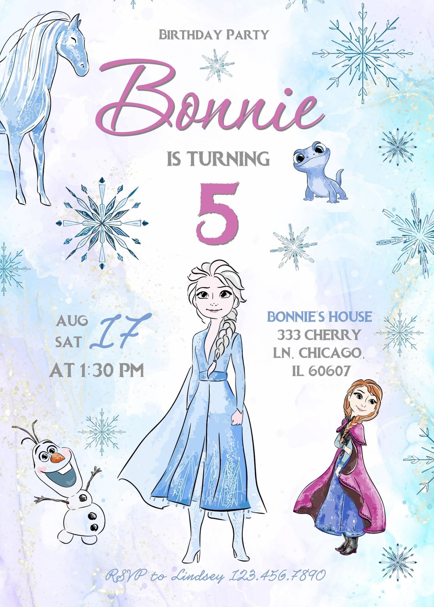 Frozen Elsa customizable invitation template | Share or Print | girl | VT660
