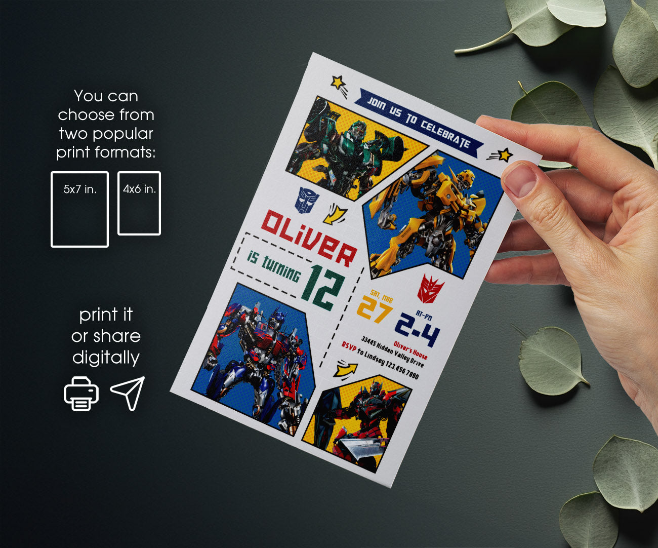 Transformers Rescue Bots customizable invitation template | Share or Print | boy | RZ682