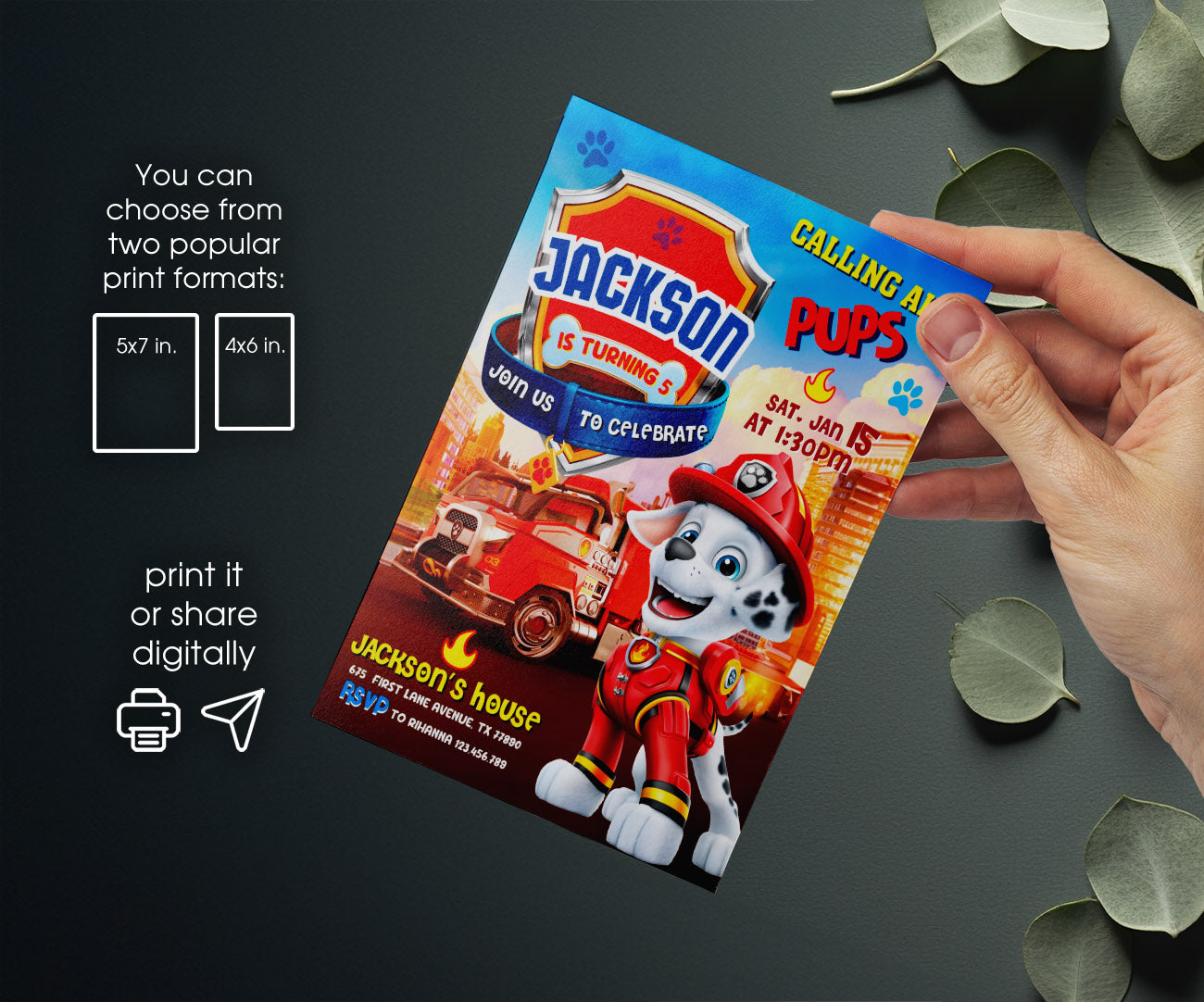PAW Patrol customizable invitation template | Share or Print | YX373
