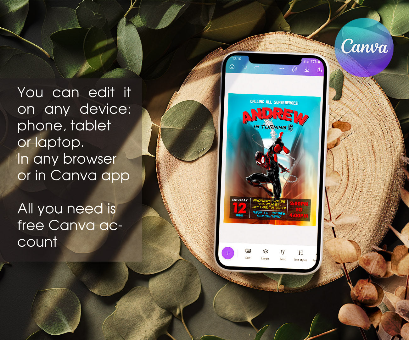 Spider Man Across the Spider-Verse customizable invitation template | Share or Print | boy | ZQ623