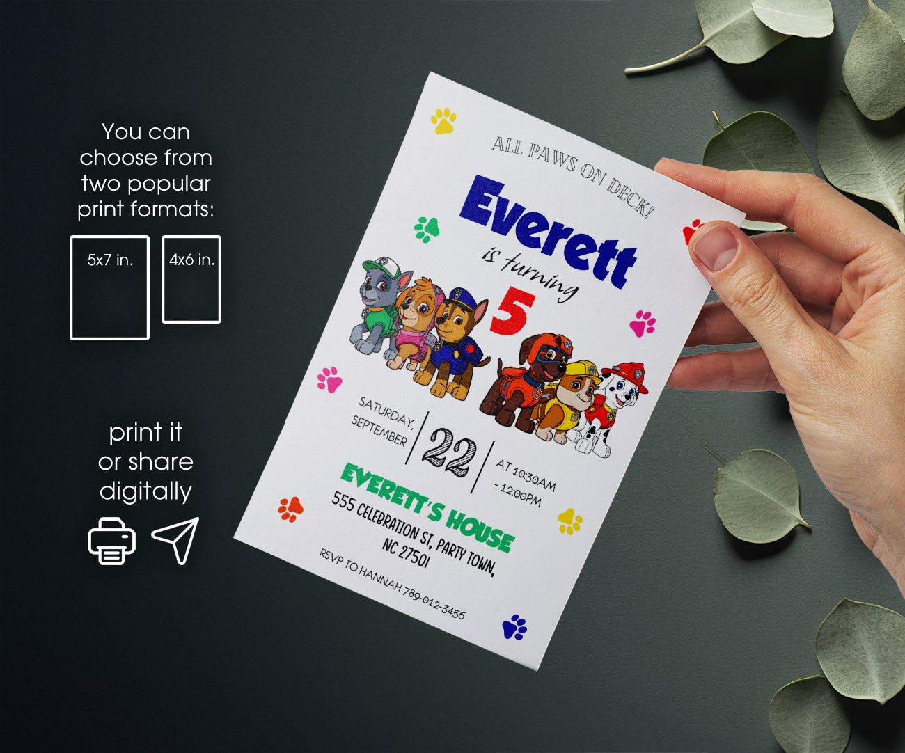 PAW Patrol customizable invitation template | Share or Print | GM364