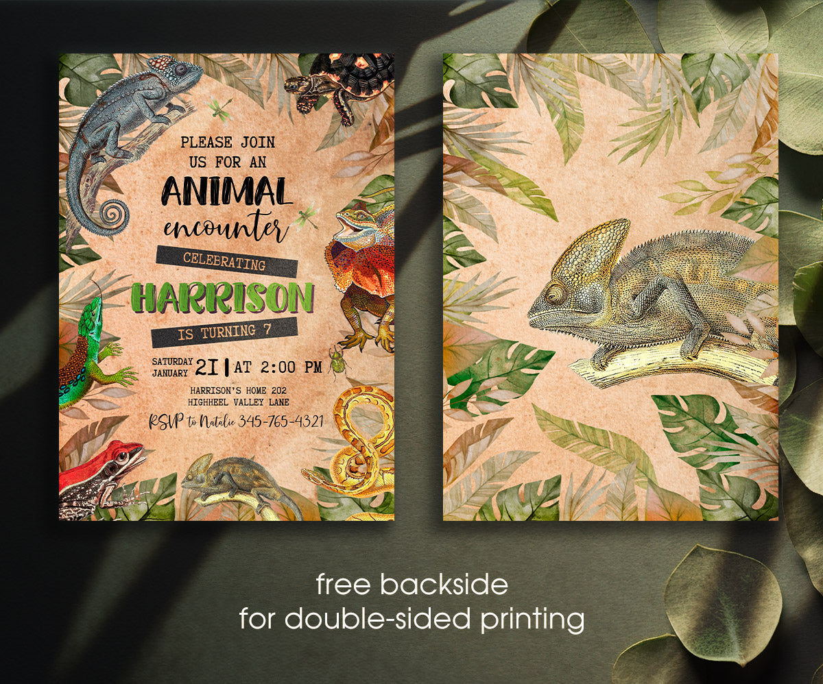 Reptile Lizard Snake customizable invitation template | Share or Print | VA006
