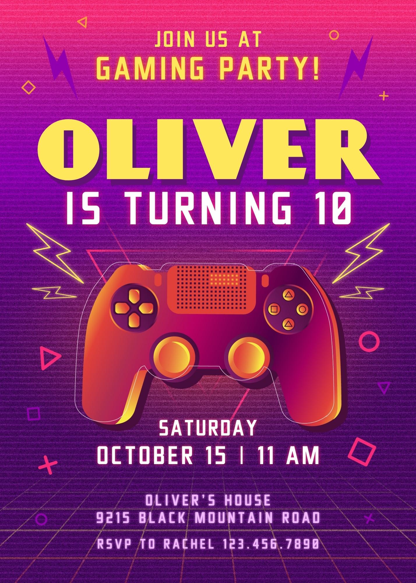 Gamer Party customizable invitation template | Share or Print | boy | WB241