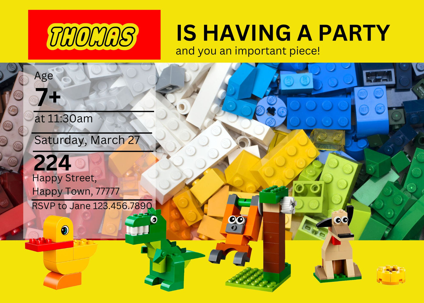 Lego customizable invitation template | Share or Print | OC332