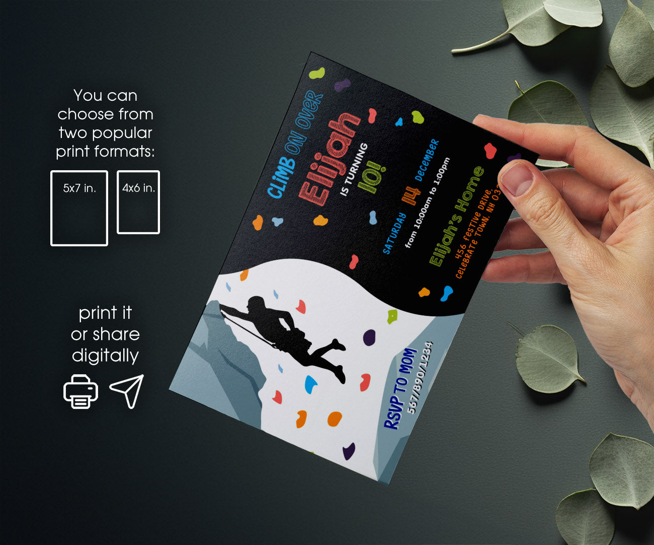 Rock Climbing customizable invitation template | Share or Print | IS852