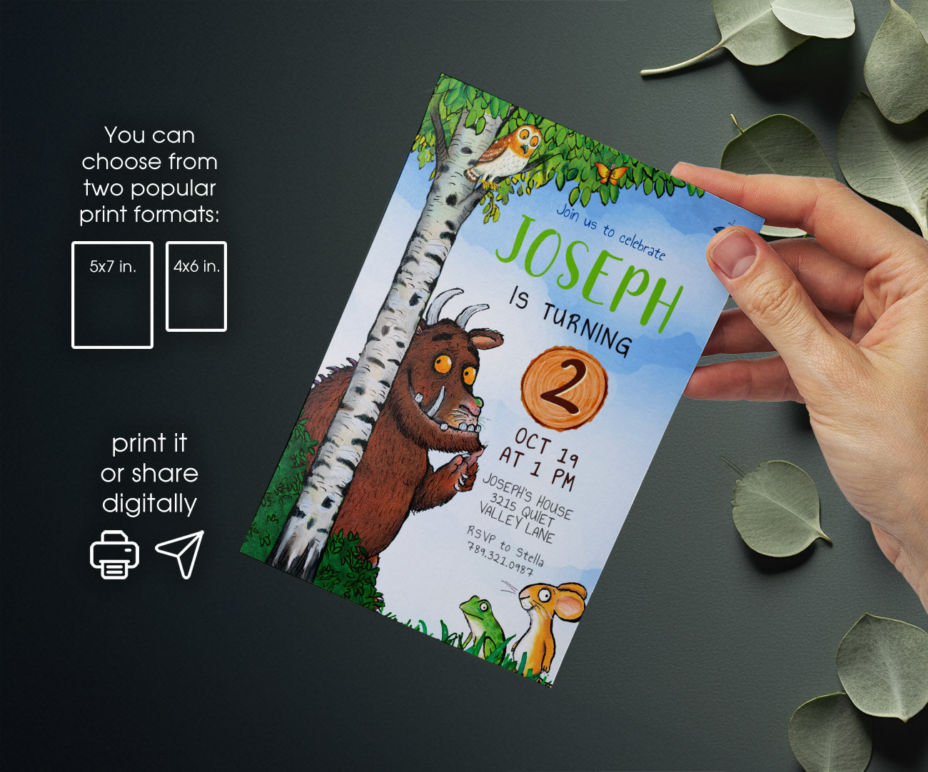 Gruffalo customizable invitation template | Share or Print | AI730