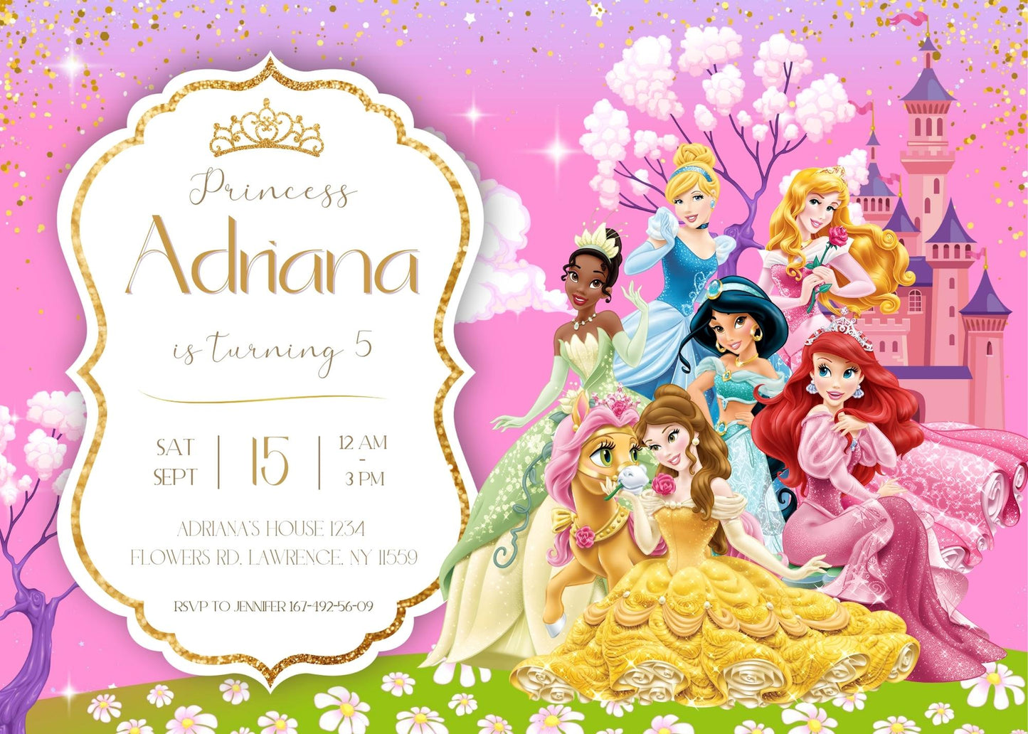 Disney Princess customizable invitation template | Share or Print | girl | ZY286