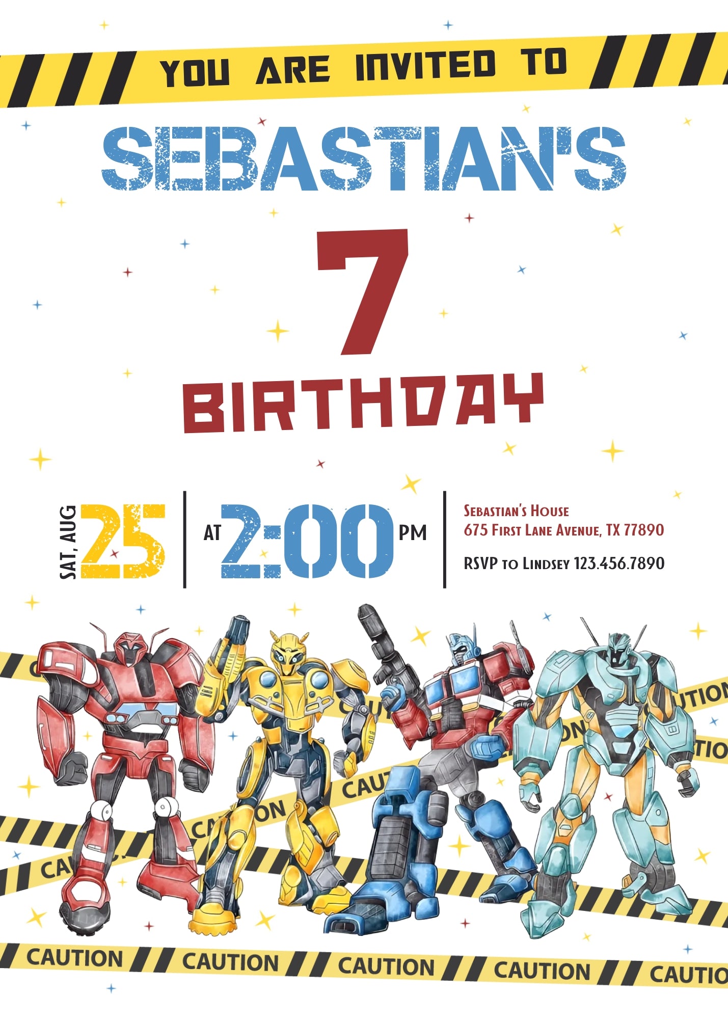 Transformers Rescue Bots customizable invitation template | Share or Print | boy | SJ315