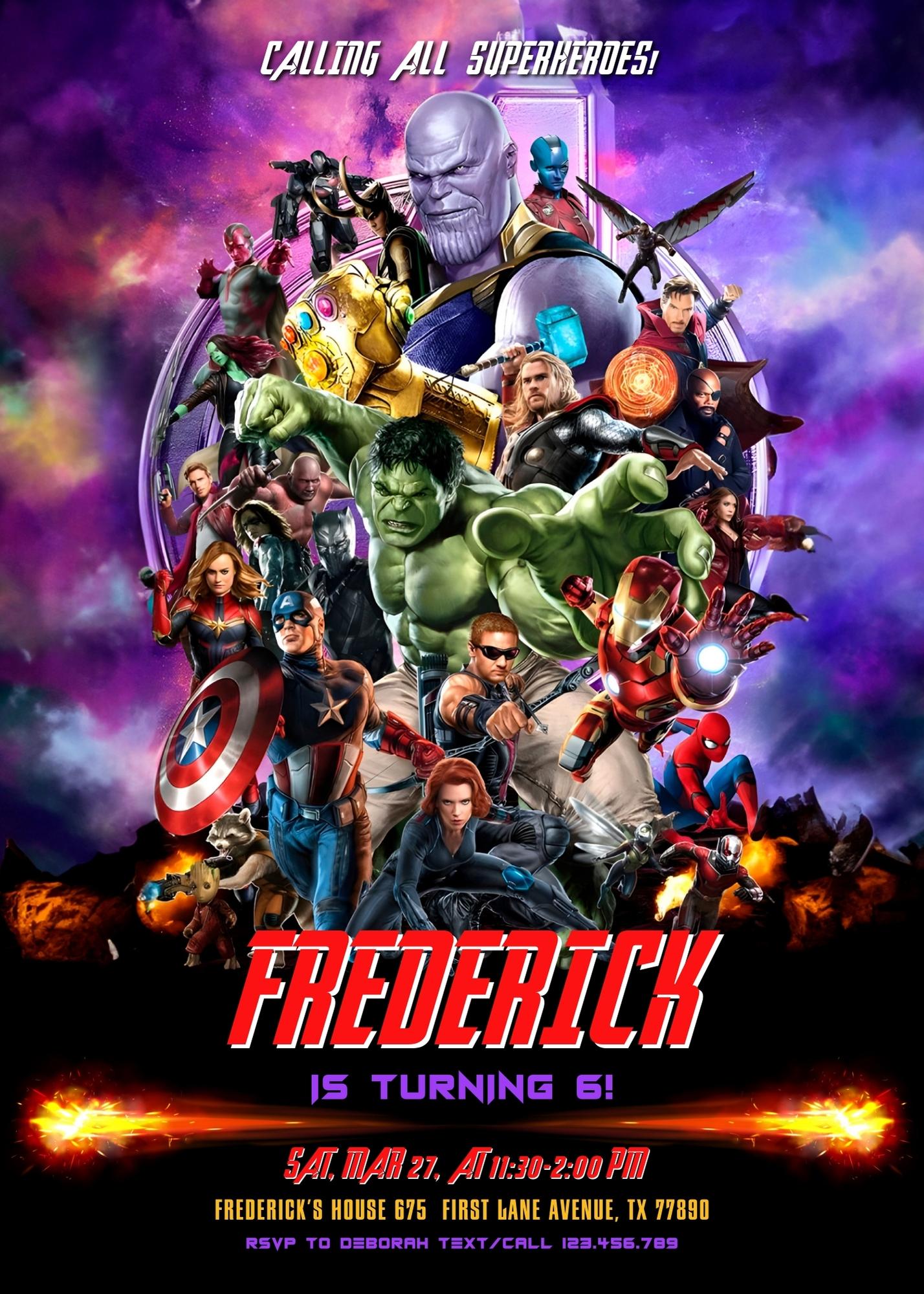 Avengers Marvel Superhero customizable invitation template | Share or Print | boy | QP010