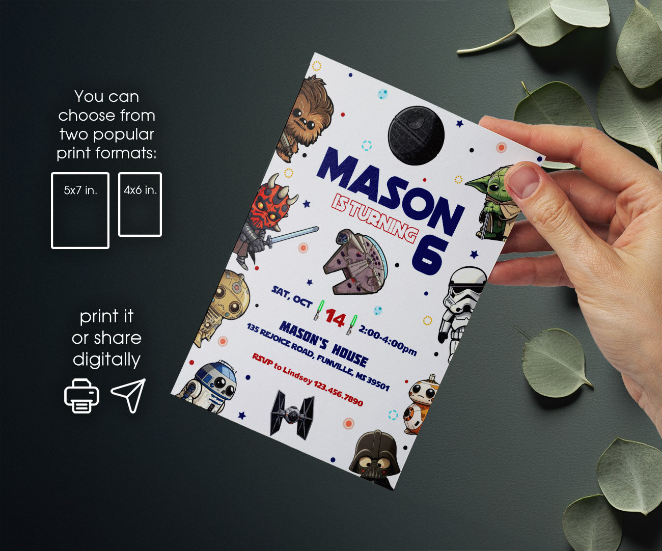 Star Wars Darth Vader customizable invitation template | Share or Print | boy | RY081