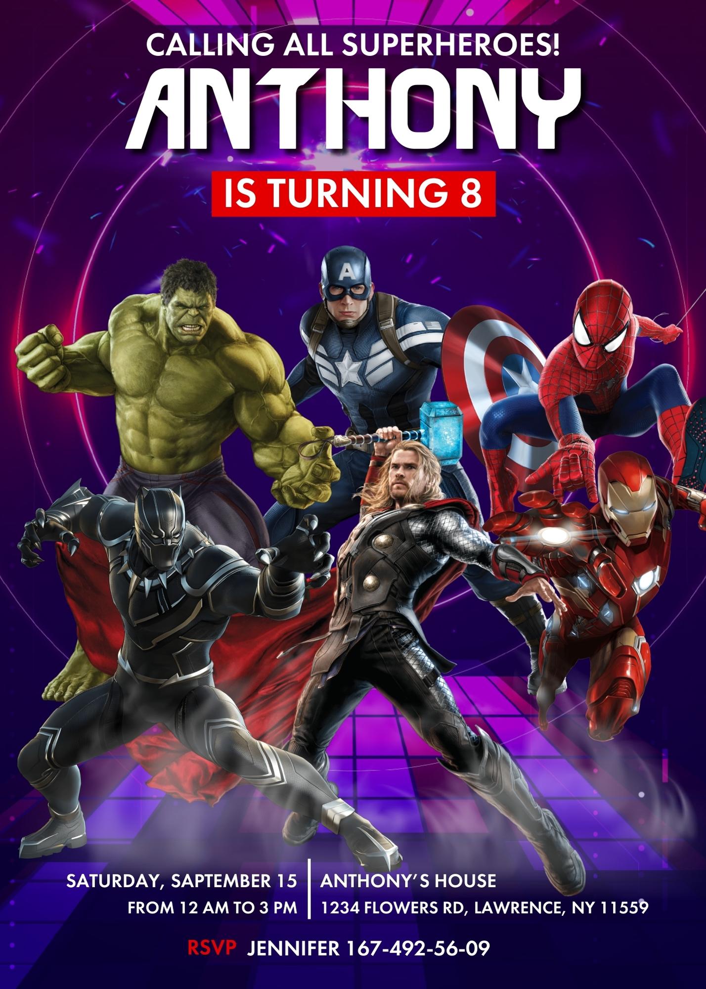 Avengers Marvel Superhero customizable invitation template | Share or Print | boy | QT157