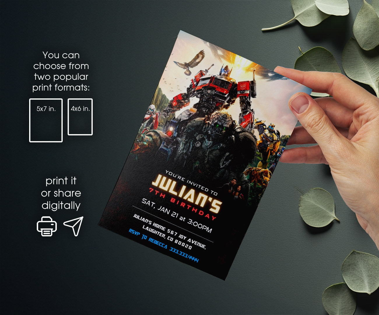 Transformers Rescue Bots customizable invitation template | Share or Print | boy | XE064